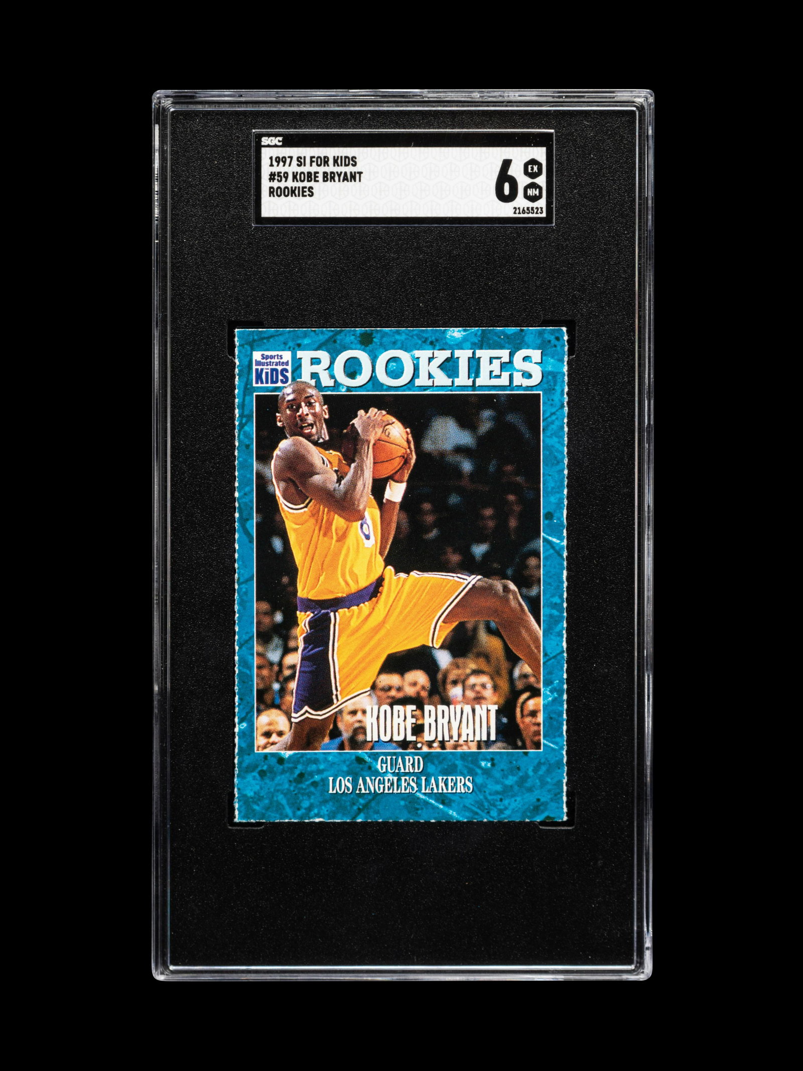 A 1996 Sports Illustrated for Kids Jumbo Kobe Bryant Rookie Basketball Card No. 59 (SGC 6 EX-NM): A 1996 Sports Illustrated for Kids Jumbo Kobe Bryant Rookie Basketball Card No. 59 (SGC 6 EX-NM)