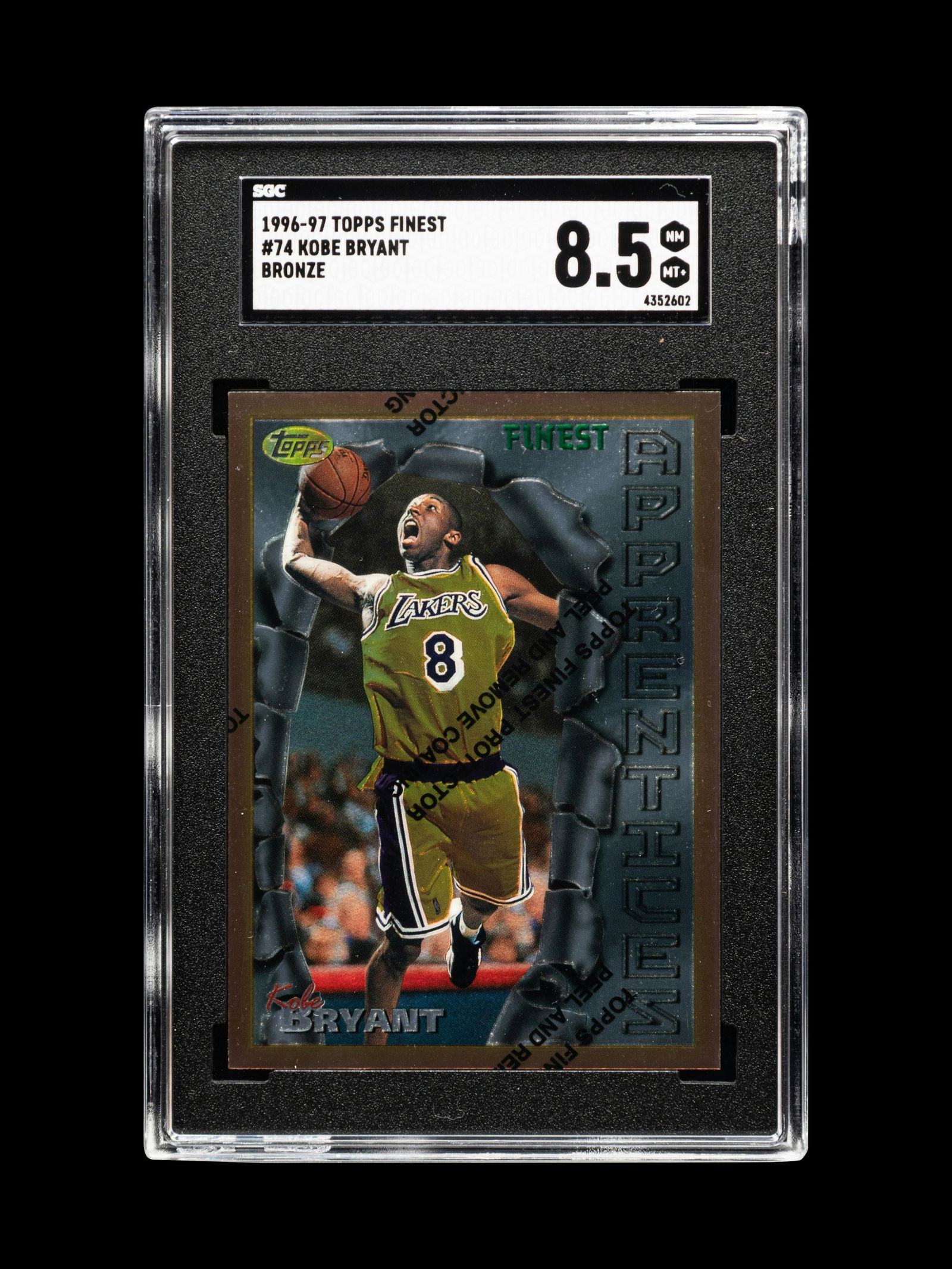 A Group of Five 1996-97 Topps Finest Bronze Kobe Bryant Rookie Basketball Cards No. 74, (1 of 10)