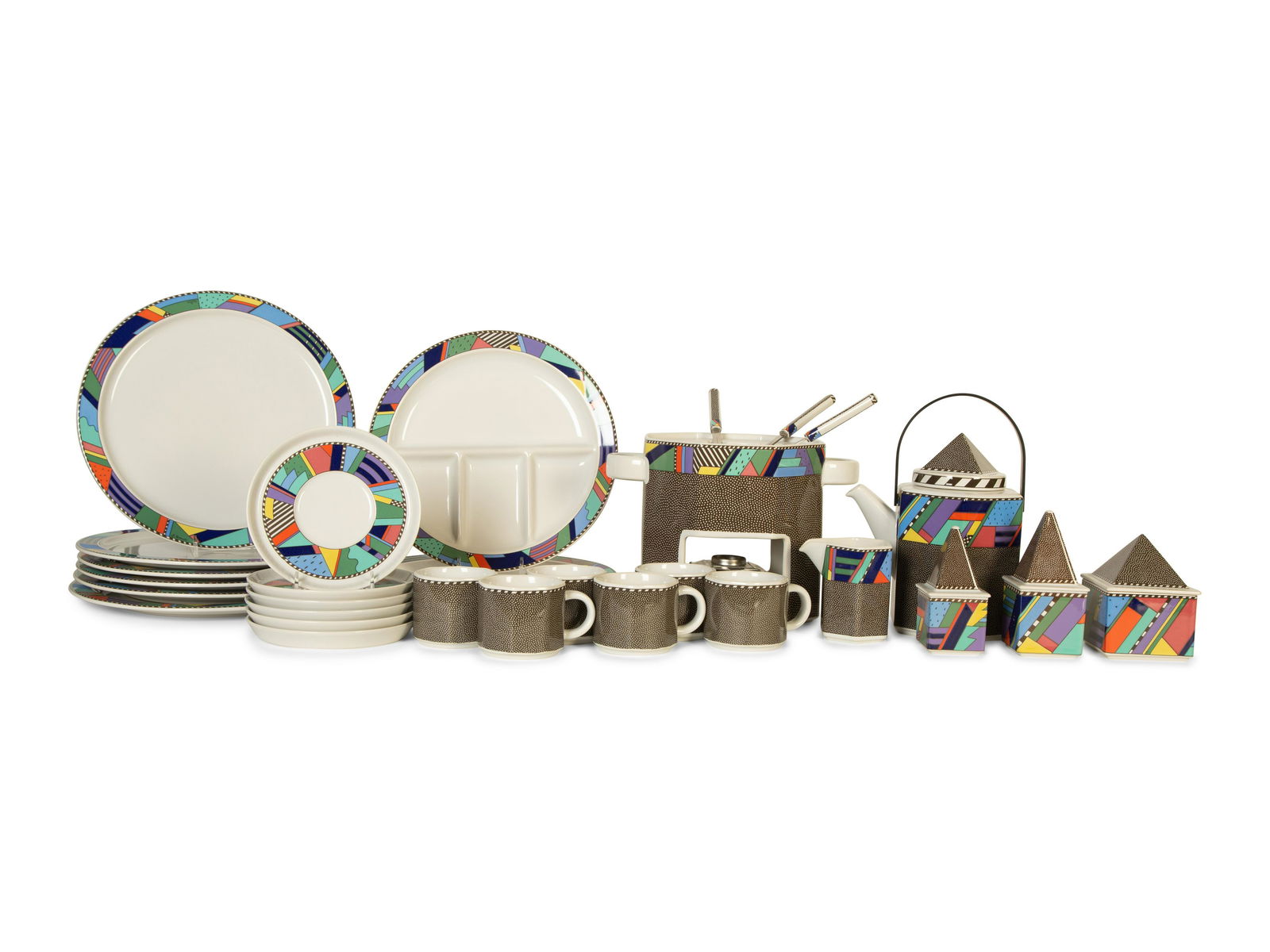 A Rosenthal Porcelain Metropol Partial Fondue Service (1 of 5)