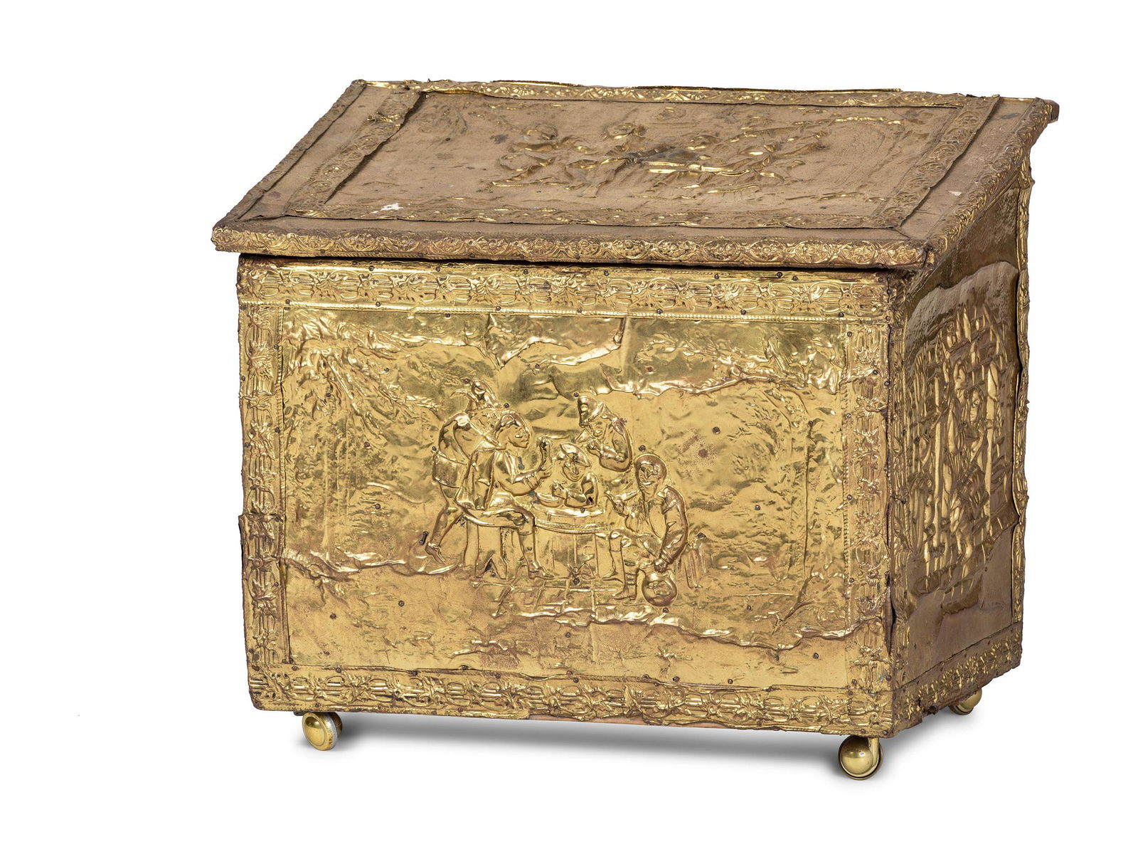 A Neoclassical Hammered Brass Mounted Pine Chest (1 of 5)