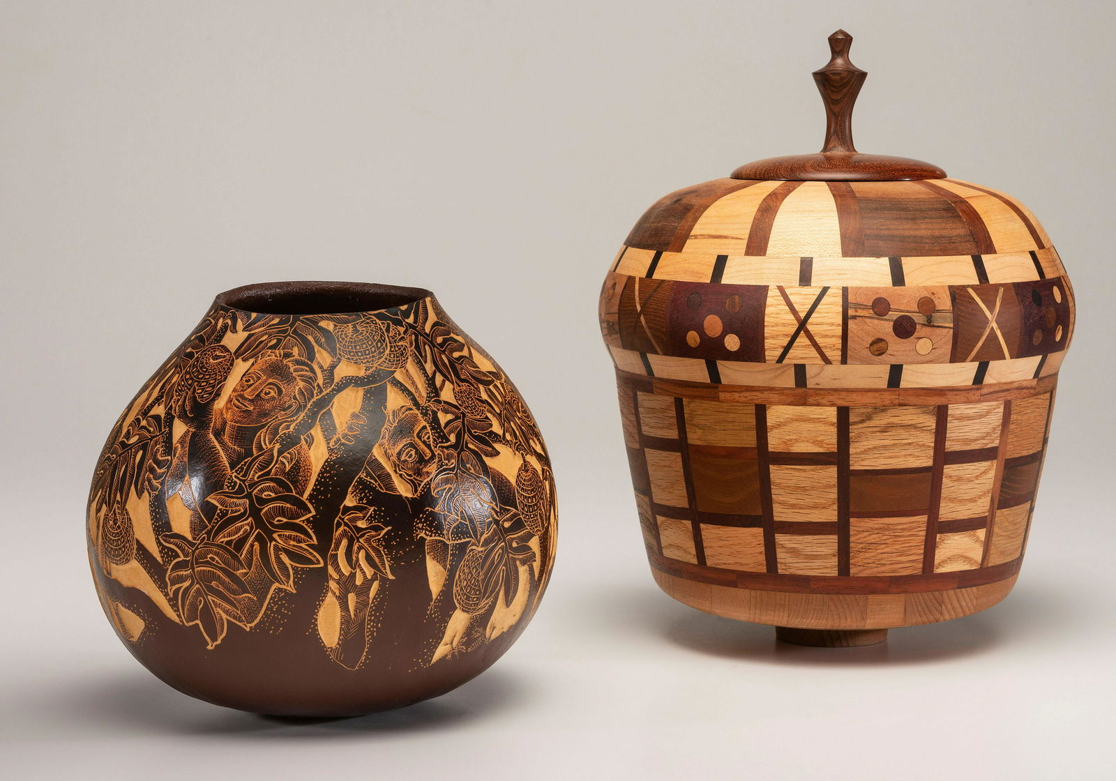 A Carved Lidded Jar and Gourd (1 of 5)