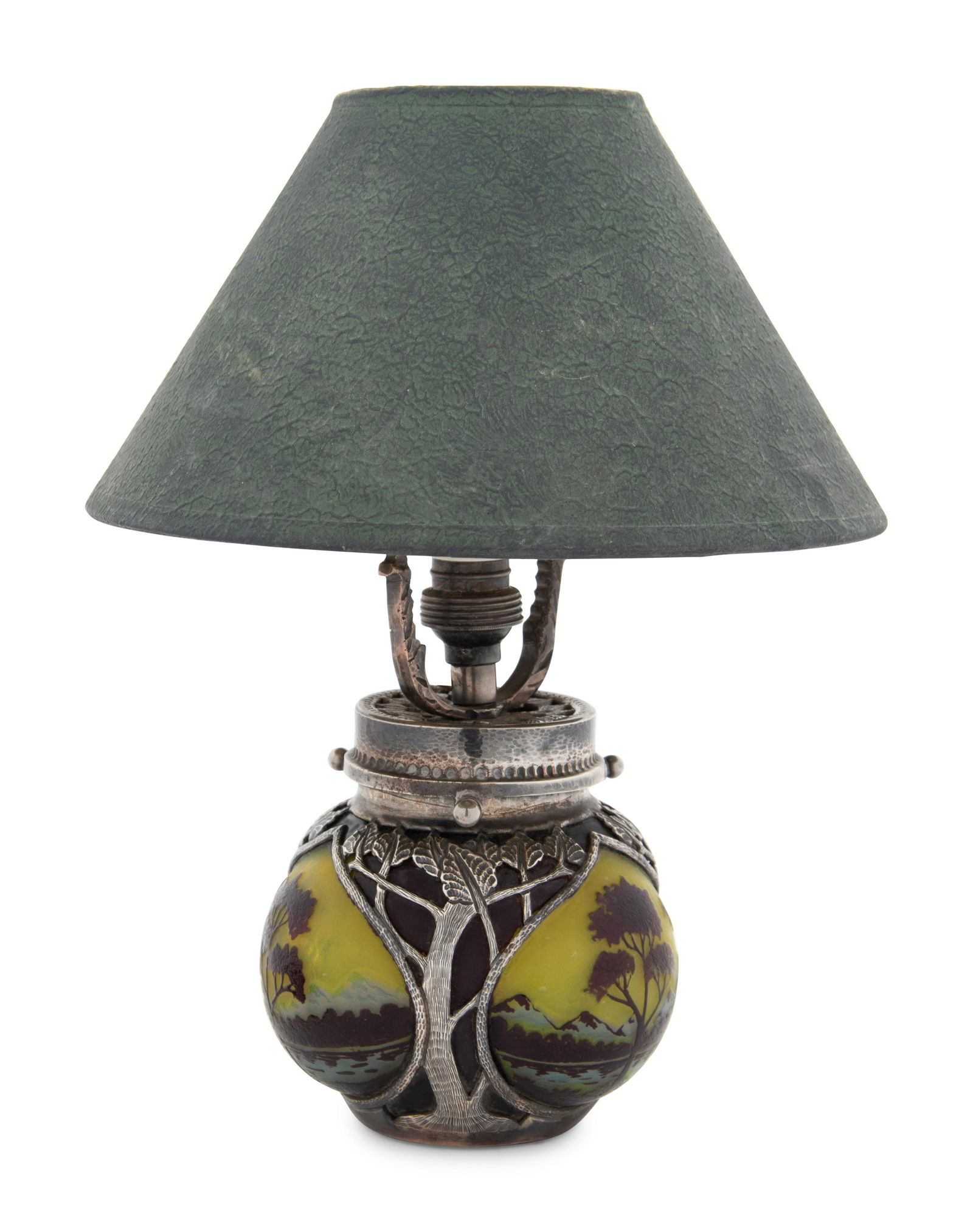 A Mohrle Silver Mounted Cameo Glass Table Lamp (1 of 3)