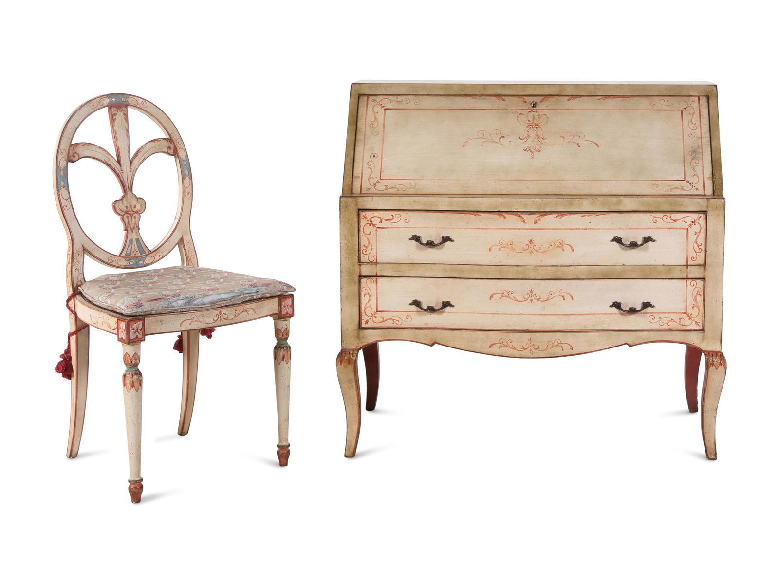 An Italian Painted Slant-Front Desk and Side Chair (1 of 10)