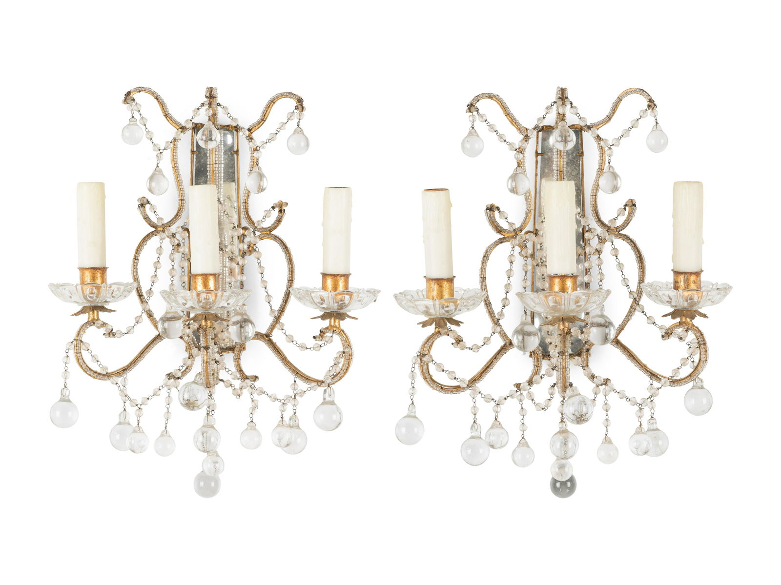 A Pair of Beaded Three-Light Sconces (1 of 5)