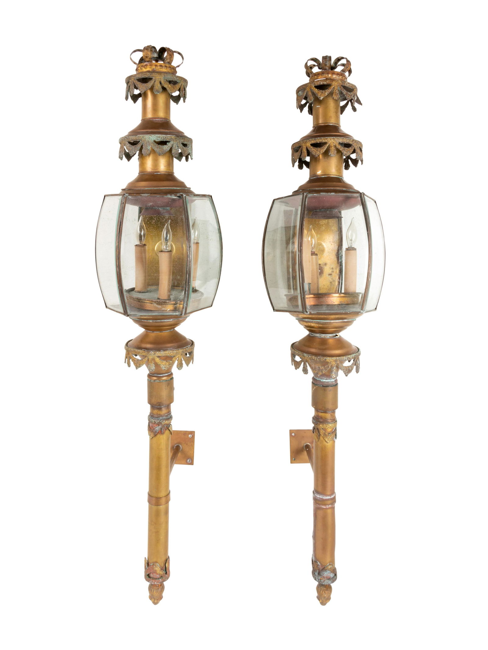 A Pair of Continental Brass Carriage Lanterns (1 of 3)