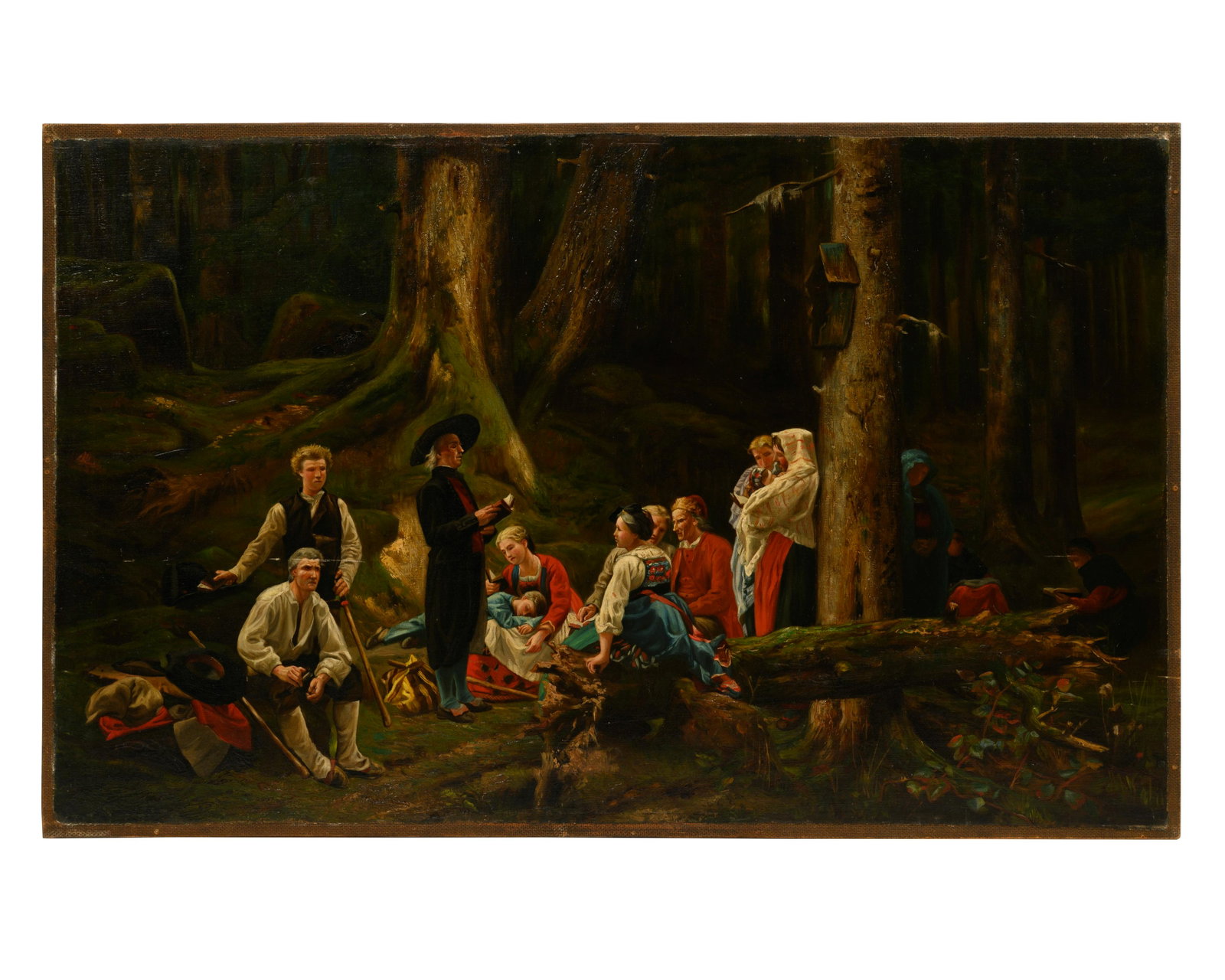 Artist Unknown, Late 19th Century: Artist Unknown, Late 19th Century The Alsatian Pilgrims oil on canvas laid to Masonite 22 1/2 x 36 inches. Property from the Museum of Fine Arts, St. Petersburg, Florida Note: This lot is located in C