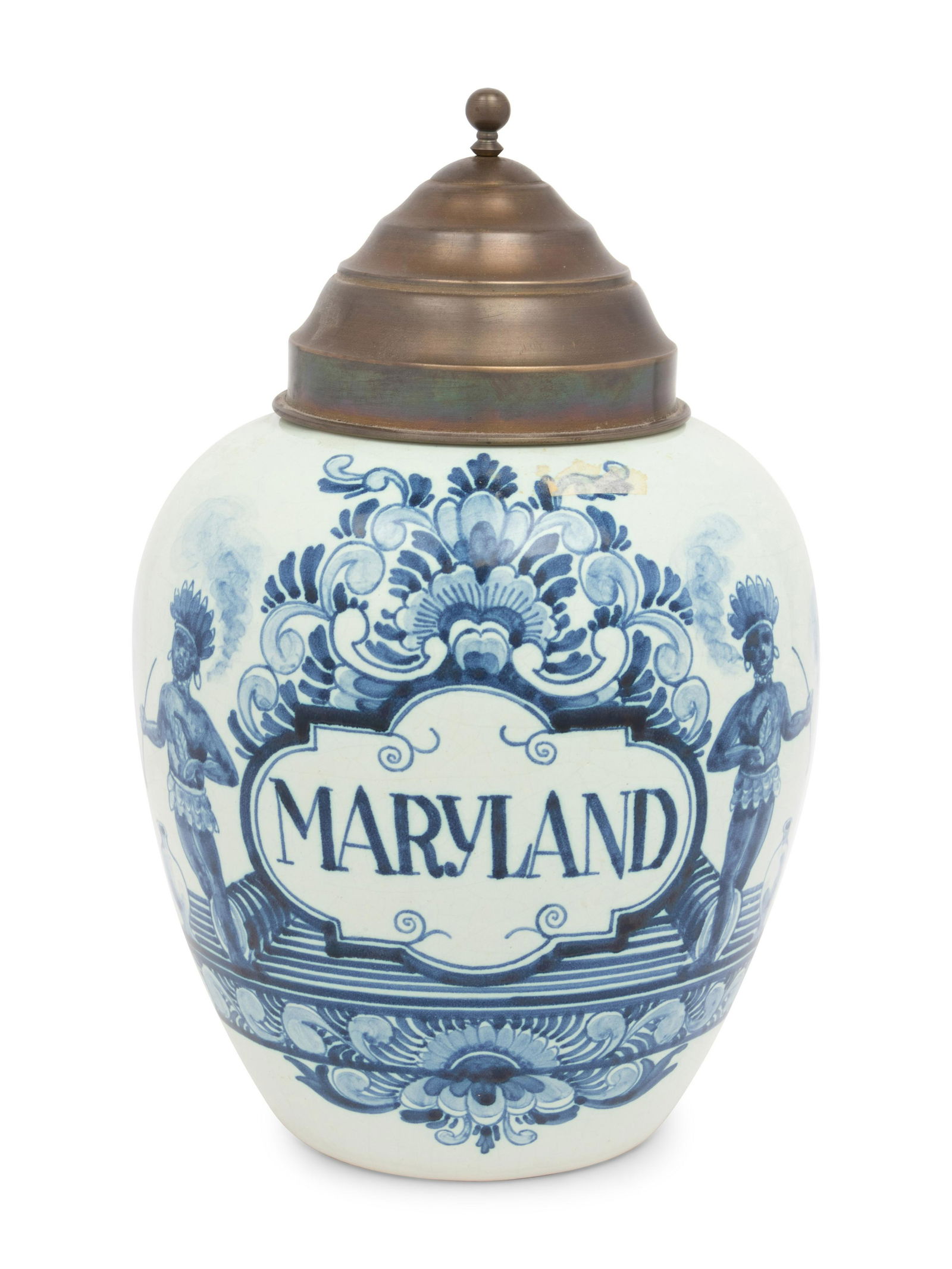 A Delftware Tobacco Jar with Brass Lid (1 of 2)