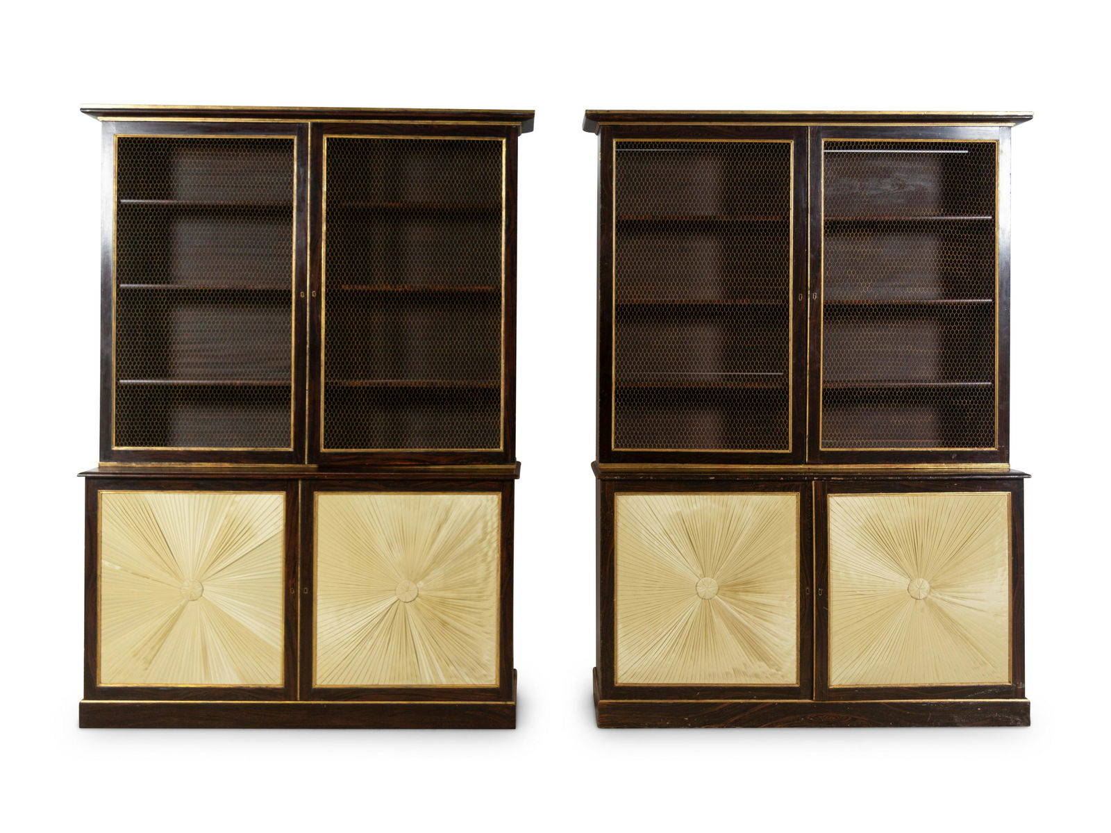 A Pair of Regency Style Grain Painted and Parcel Gilt Bookcases (1 of 2)
