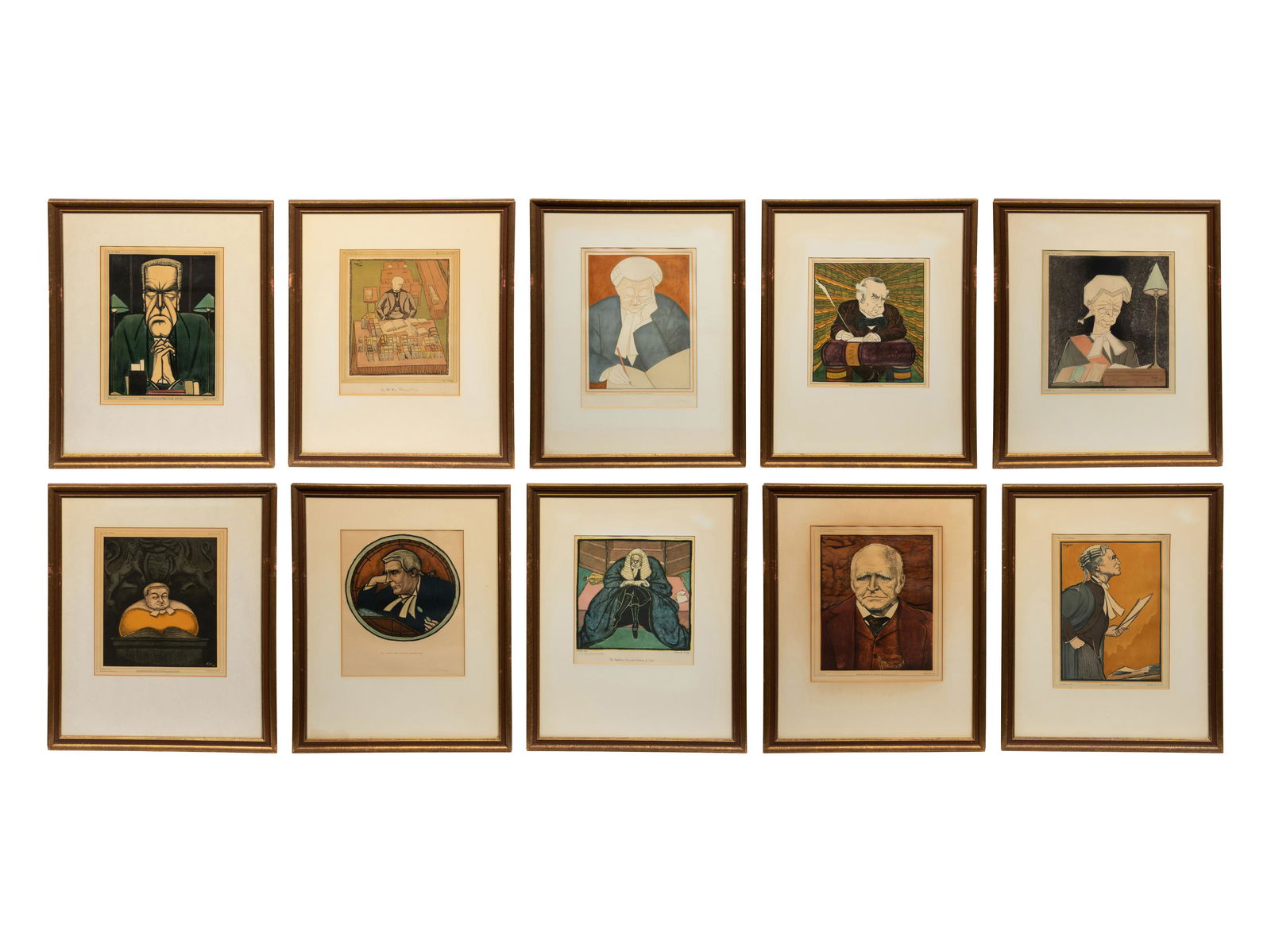 A Set of Ten Lithograph Caricatures of British Lawyers and Politicians by Edmond Xavier Kapp (1 of 14)