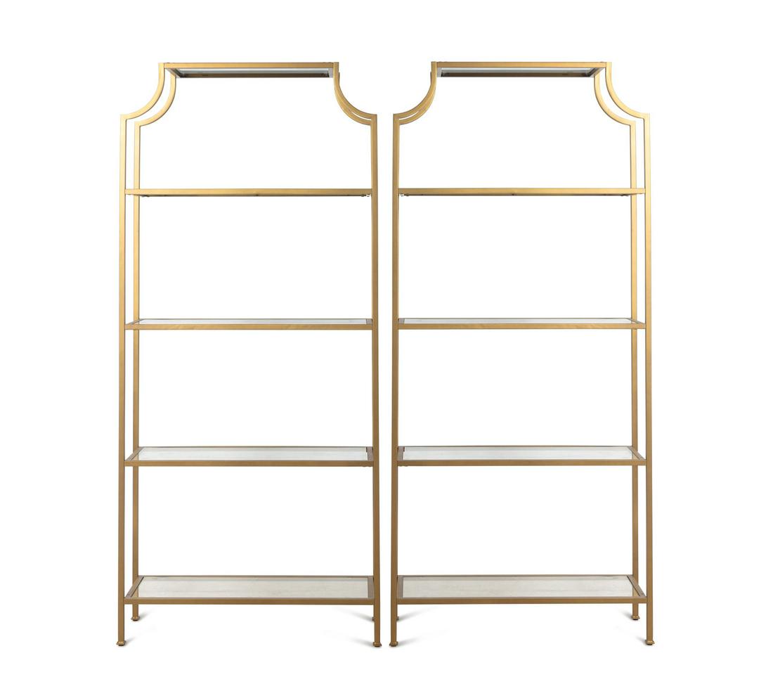 A Pair of Contemporary Brass and Glass Etageres (1 of 2)