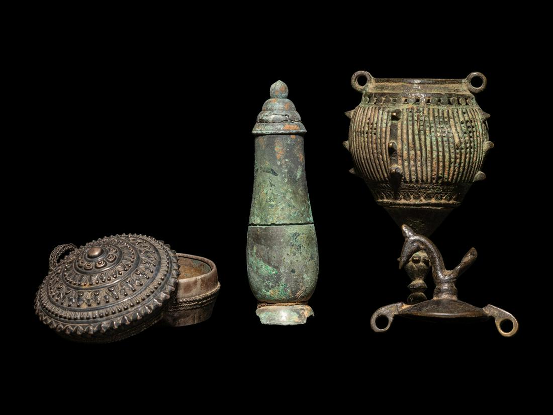 A Group of Three Silver and Bronze Vessels (1 of 2)