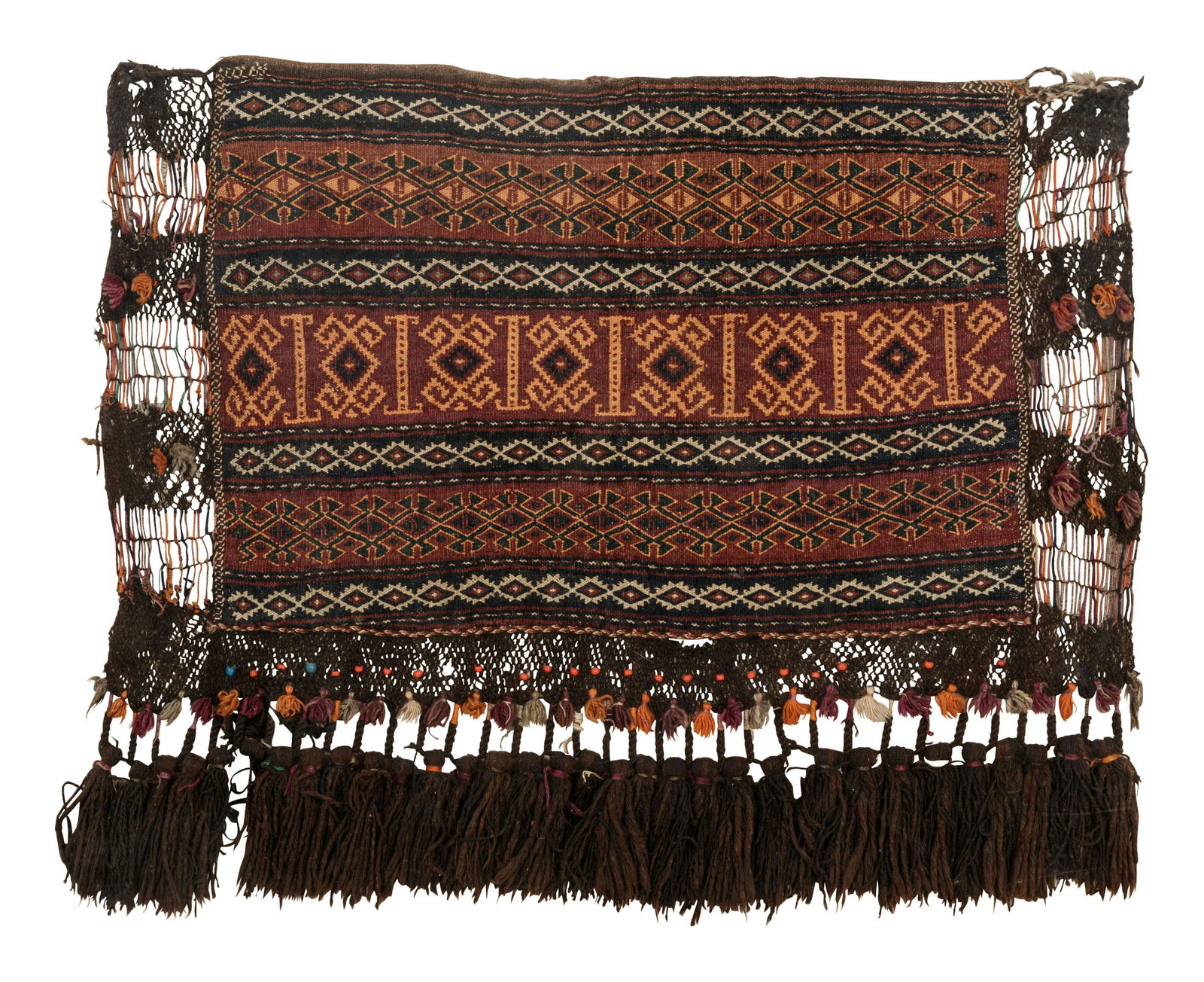 A Caucasian or Northwest Persian Wool Saddle Bag in an Acrylic Frame (1 of 3)