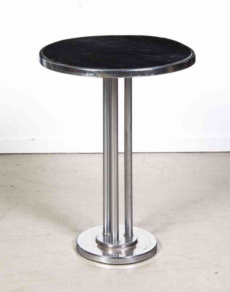 An Art Deco Chrome Table, Height 21 inches.: An Art Deco Chrome Table, having a circular top. Height 21 inches.