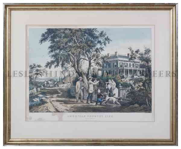 Nathaniel Currier, (American, 1813û1888), America: Nathaniel Currier (American, 1813û1888) American Country Life. October Afternoon. F.F. Palmer colored lithograph dated 1855 19 x 25 inches (visible).