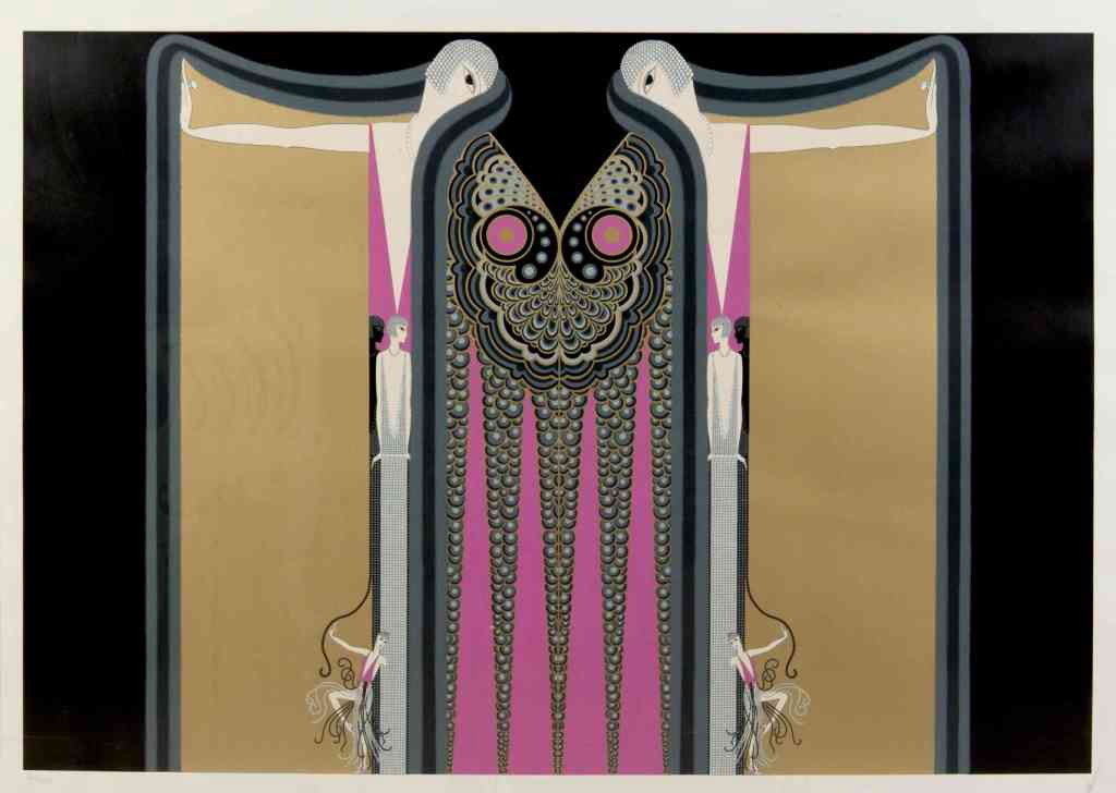 Erte (Romain de Tirtoff), (Russian, 1892-1990), T: Erte (Romain de Tirtoff) (Russian, 1892-1990) Twin Sisters embossed serigraph edition 262/350, signed (lower right) 33 1/4 x 48 1/2 inches.