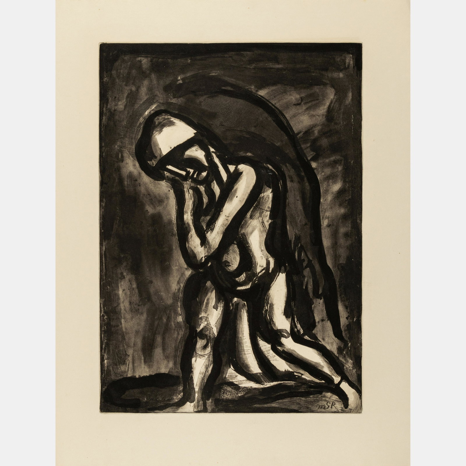 Georges Rouault (French, 1871-1958) Winter, Leper of the Earth,1922 and He that believeth in me,: Georges Rouault (French, 1871-1958) Winter, Leper of the Earth,1922 and He that believeth in me, though he were dead, yet shall he live, 1923 (a pair of prints from Miserere) etching and aquatint Each