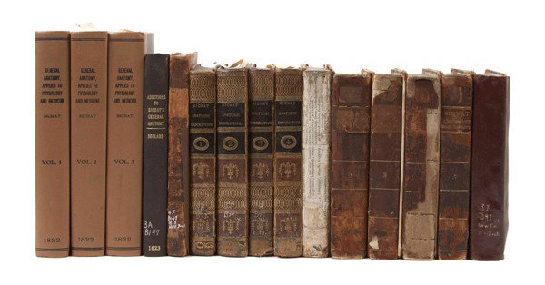 BICHAT, M. F. XAVIER. Traite d'anatomie descriptiv: BICHAT, M. F. XAVIER Traite d'anatomie descriptive. Paris: Gabon, Brosson, 1801. 5 vols. 8vo, contemporary calf, gilt tooling and gilt-lettered labels to spines, marbled edges and endpapers. First edi