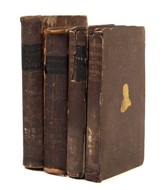 (MEDICINE) A group 4 books pertaining to women's h: (MEDICINE) A group of four books pertaining to women's healthcare. Clinical Memoirs on the Diseases of Women. By Gustave Bernutz and Ernest Goupil. London: The New Sydenham Society, 1866. 2 vols. A Co