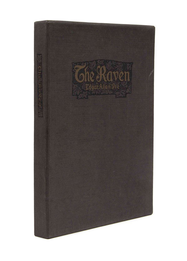 POE, EDGAR ALLEN. The Raven and the Philosophy of : POE, EDGAR ALLEN The Raven and the Philosophy of Composition. San Francisco and New York: Paul Elder, n.d. [1907] 4to, quarter suede over black paper, front board and spine decoratively stamped in bla