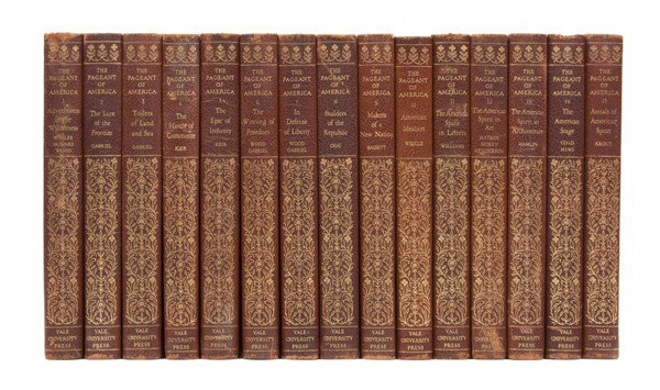 GABRIEL, RALPH HENRY, ed. The Pageant of America. : GABRIEL, RALPH HENRY, ed. The Pageant of America. A Pictorial History of the United States. New Haven: Yale University Press, 1925-1929. 15 vols. 8vo, 3/4 brown morocco, gilt-decorated spines, pictori