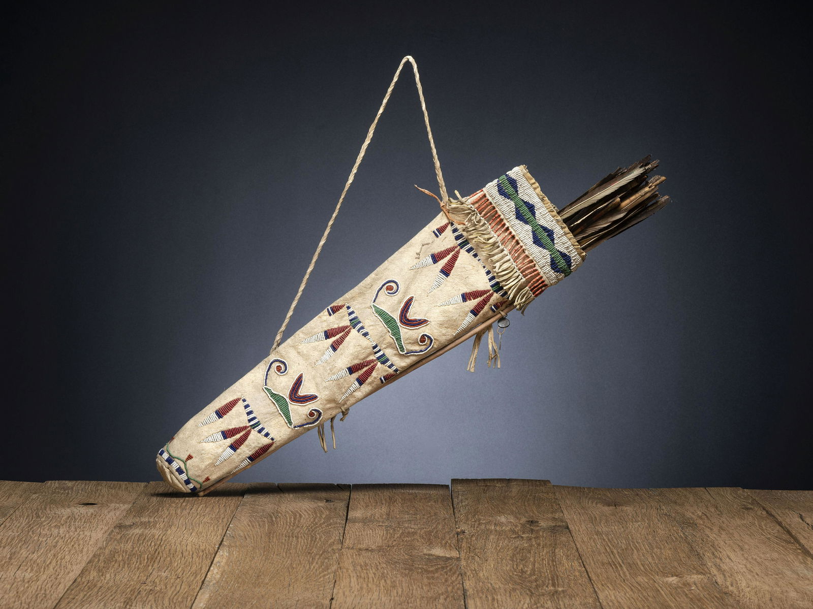 Yankton Sioux Beaded Hide Quiver, with Arrows (1 of 7)