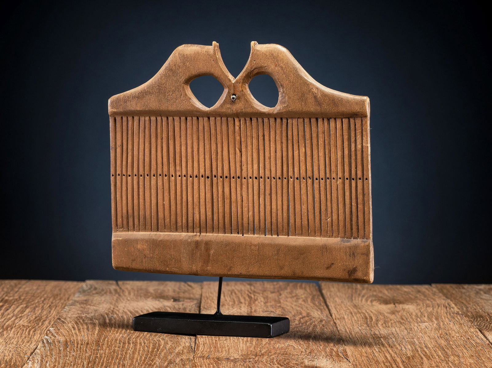 Meskwaki Wood Heddle, with Horses (1 of 3)