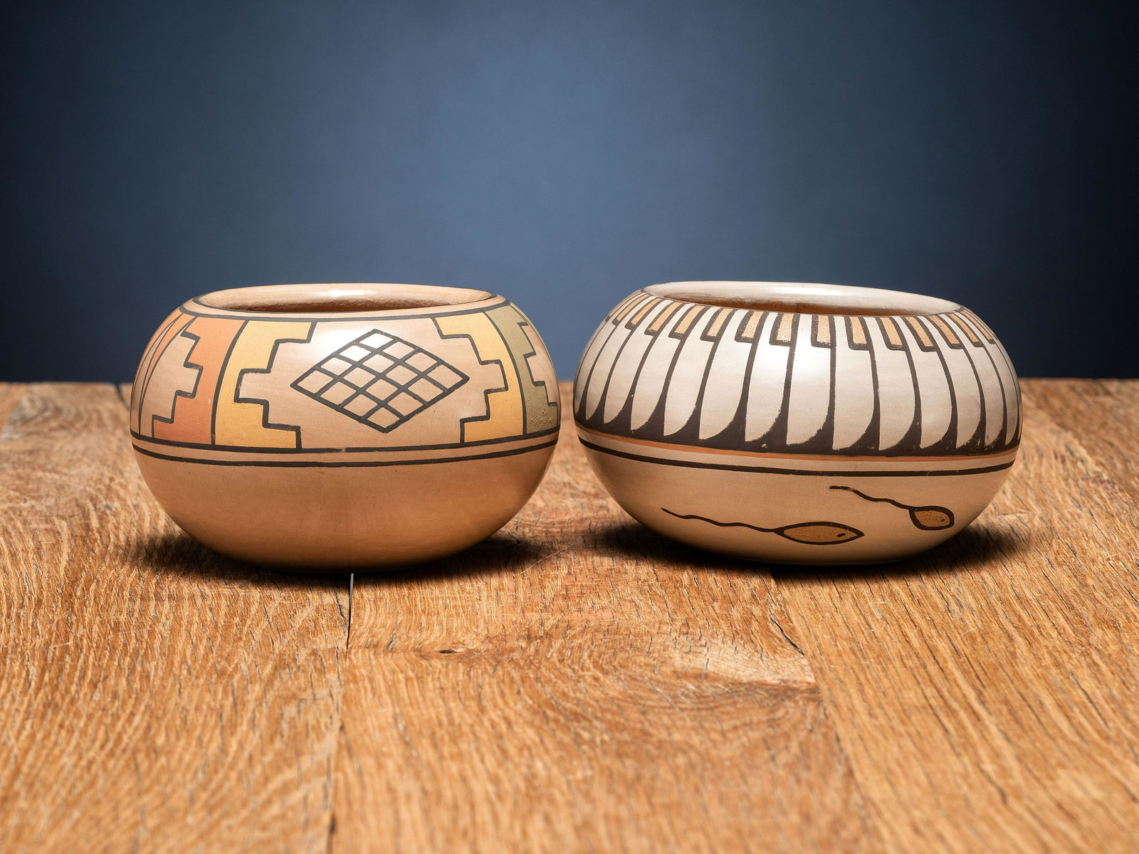 Crucita Calabaza, Blue Corn (San Ildefonso, 1921-1999) Polychrome Pottery Bowls (1 of 3)