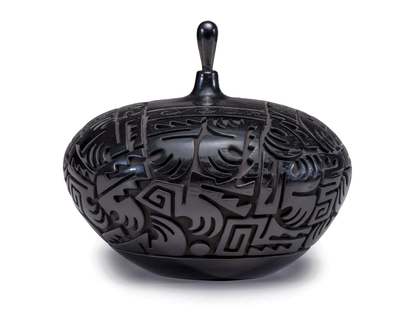 Tammy Garcia (Santa Clara, b. 1969) Carved Blackware Pottery Jar (1 of 5)