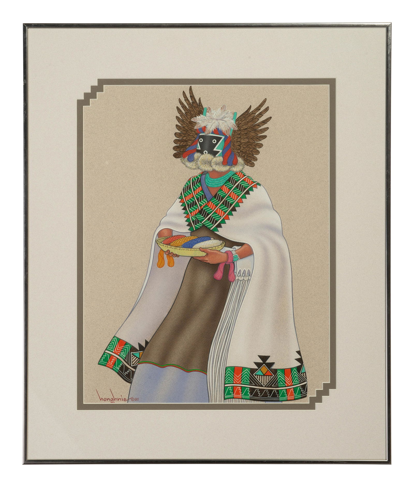 Delbridge Honanie (Hopi, b. 1946) Crow Mother Kachina Spirit (Corn of Four Directions), 1991 (1 of 4)