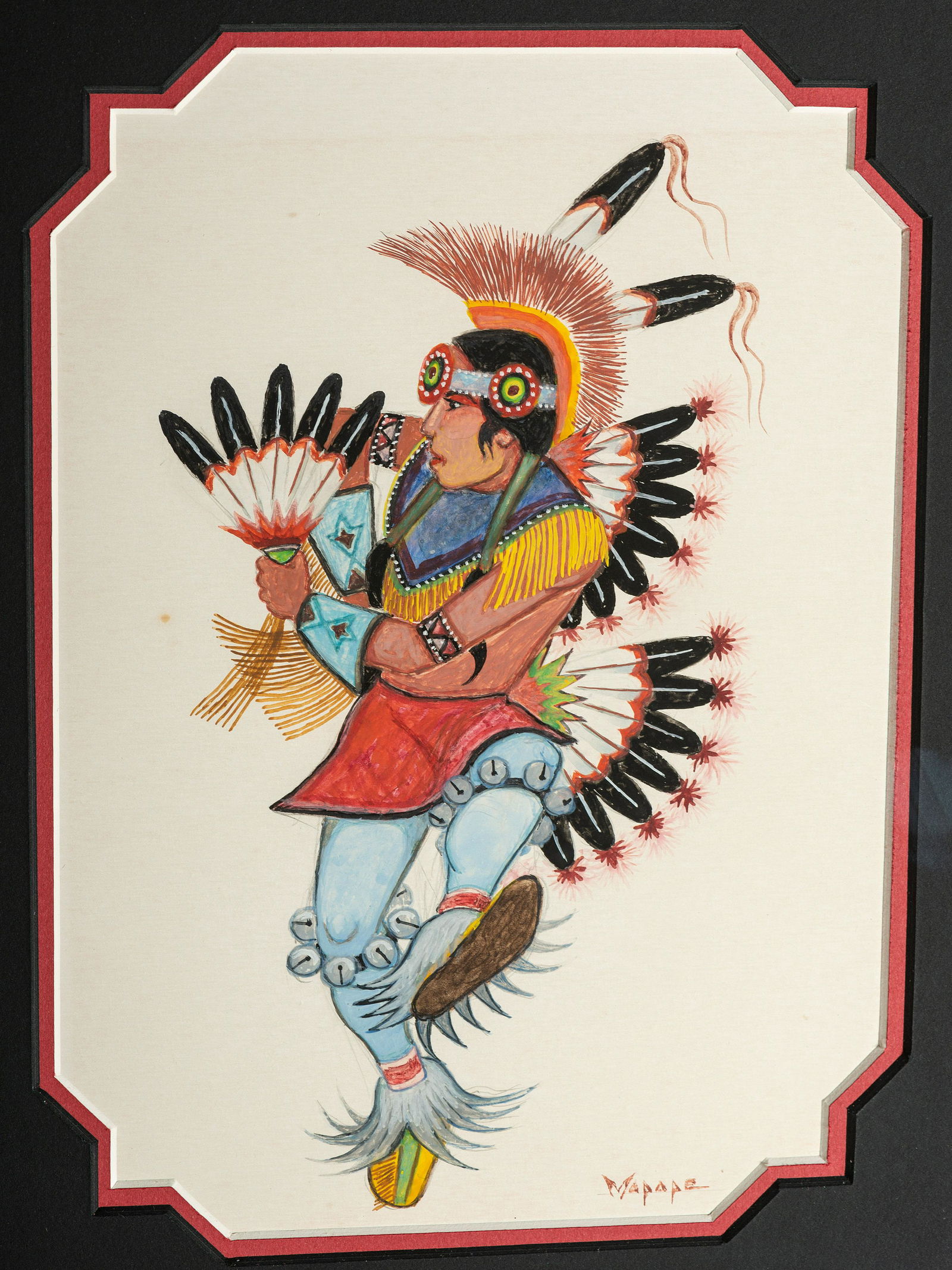 Stephen Mopope (Kiowa, 1898-1974)  untitled, Fancy Dancer (1 of 3)
