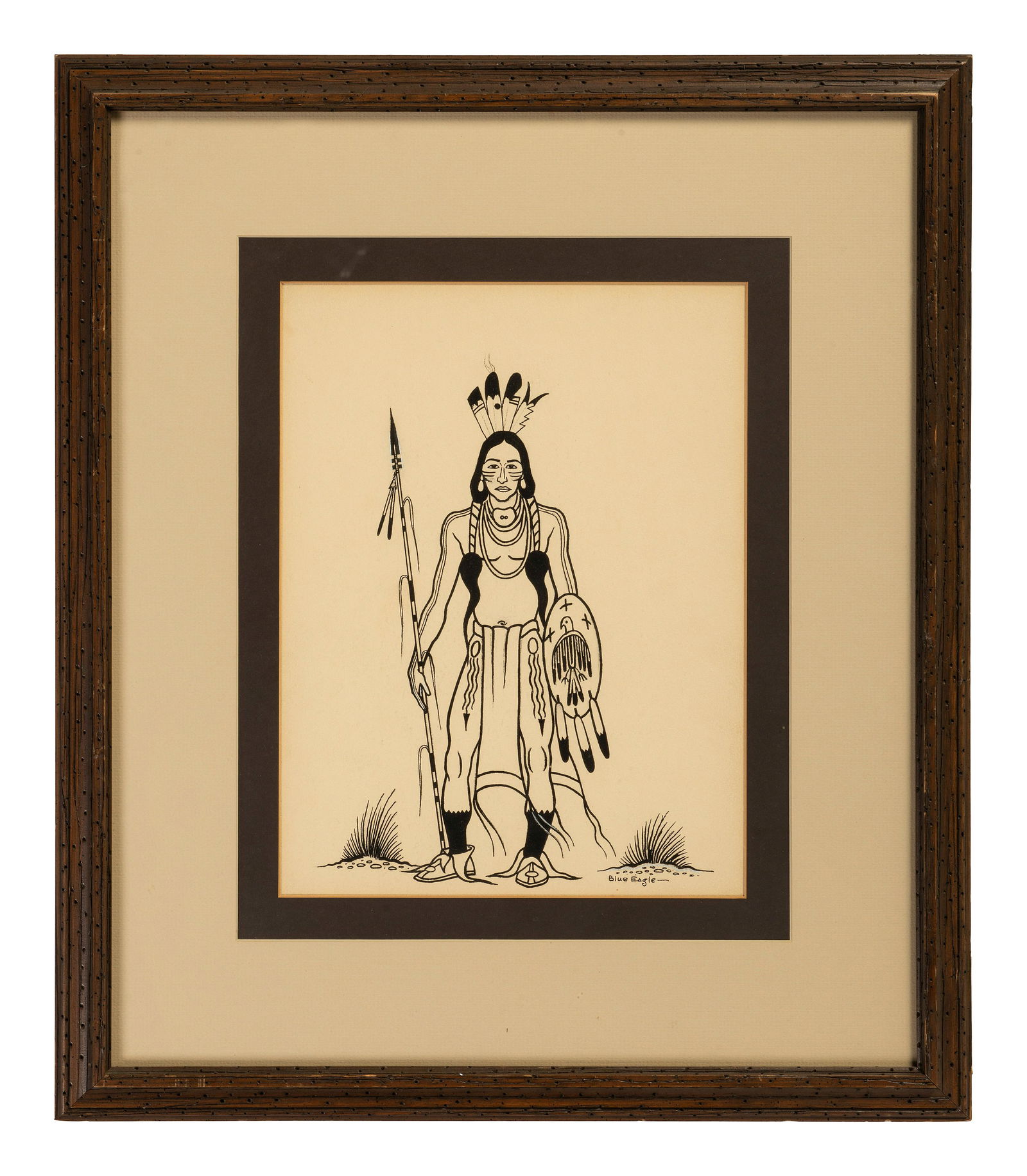 Acee Blue Eagle (Creek, 1907-1959) untitled, warrior (1 of 4)