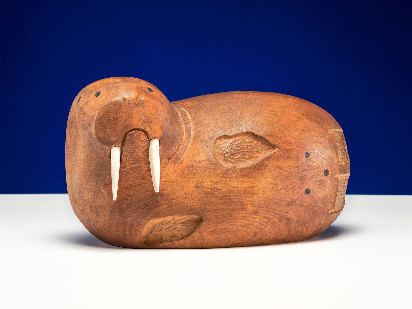 Melvin Olanna (Inupiat, Shishmaref, 1936-1991) Wooden Walrus Sculpture, 1968 (1 of 6)
