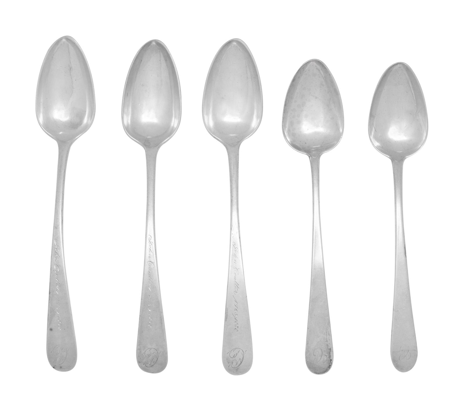 Five Early American Coin Silver Spoons
