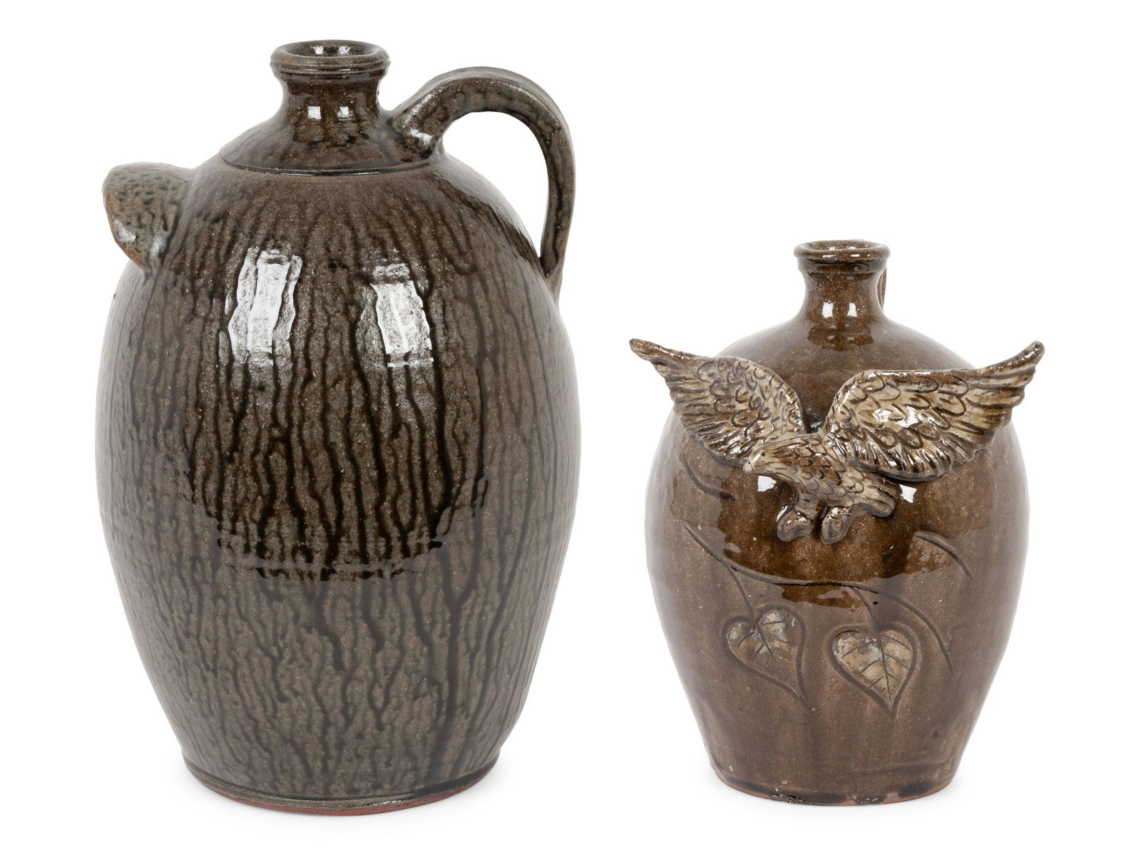 A Pair of Folk Art Pottery Jugs by Dwayne L. Crocker and Clint Alderman (1 of 6)