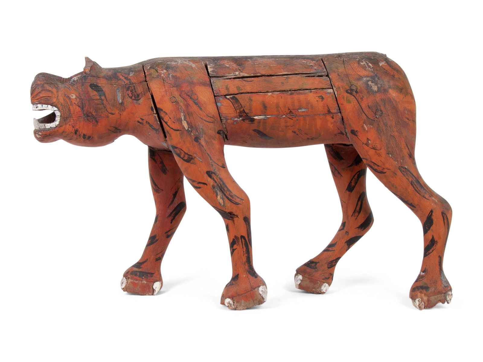 A Carved and Polychrome Painted Folk Art Tiger (1 of 4)
