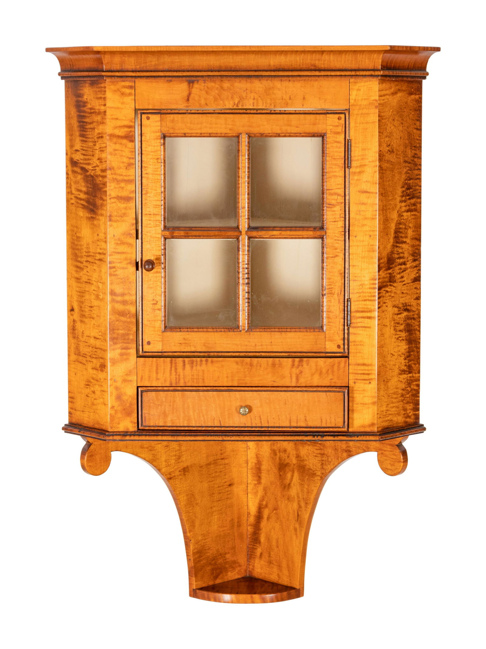 A DR Dimes Tiger Maple Hanging Corner Cabinet (1 of 3)