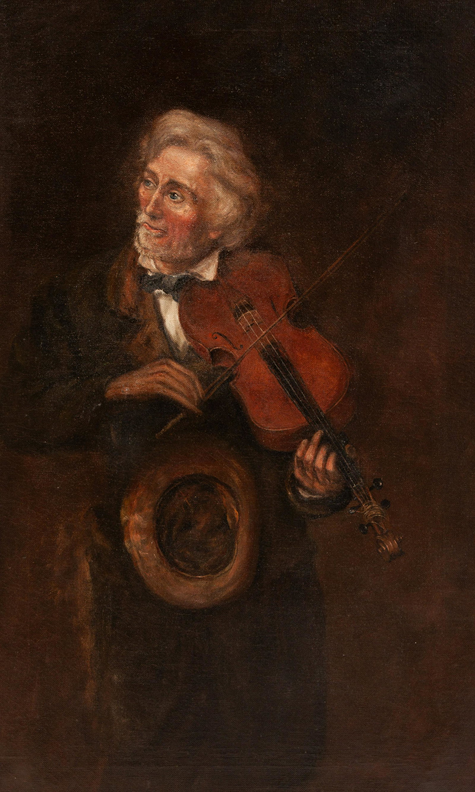 Italian School, 19th Century: Italian School, 19th Century Portrait of a Fiddle Player circa 1880 oil on canvas 34 x 20 1/2 inches Property from the Collection of Mrs. Joan Worrall