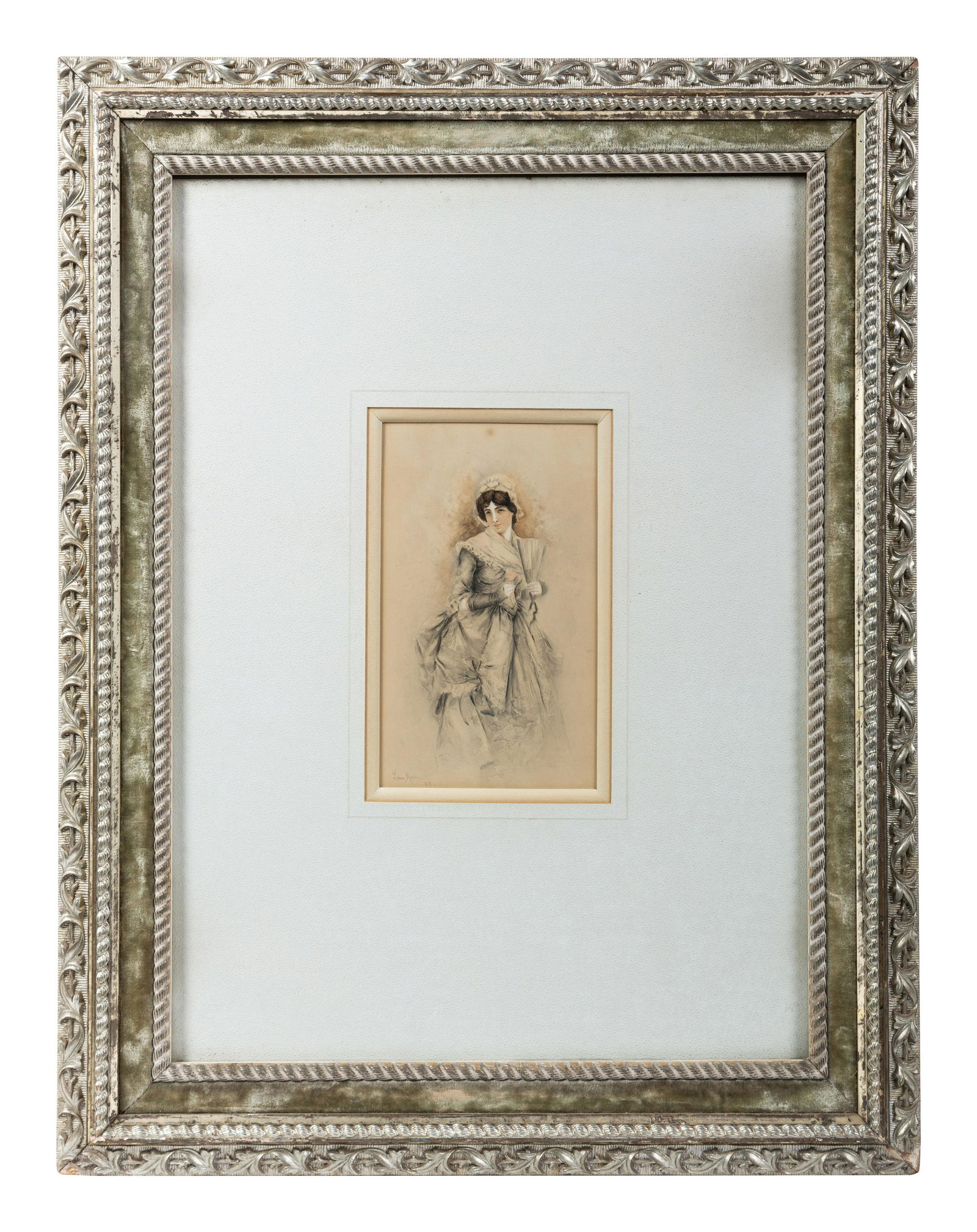 Leon Moran (American, 1864-1941) Portrait of a Woman, 1884: Leon Moran (American, 1864-1941) Portrait of a Woman, 1884 Watercolor signed Leon Moran lower left and dated 84 10 x 6 inches (sight) Property from a Lifetime Collector