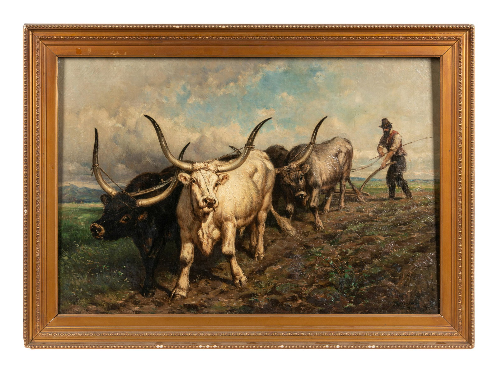 Henry Collins Bispham (American, 1841-1882) Bulls at the Plough  (1 of 3)
