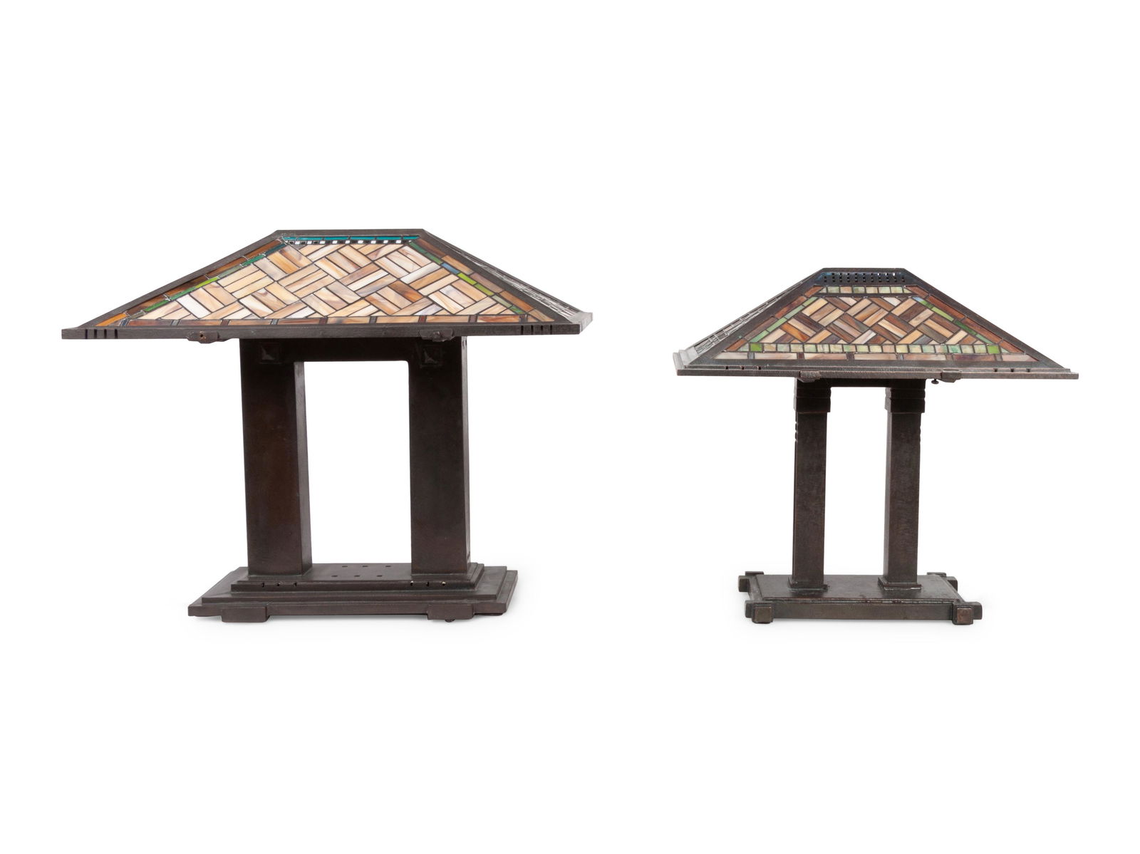 A Pair of Karl Berry Slag Glass Lamps Manner of Frank Lloyd Wright (1 of 5)