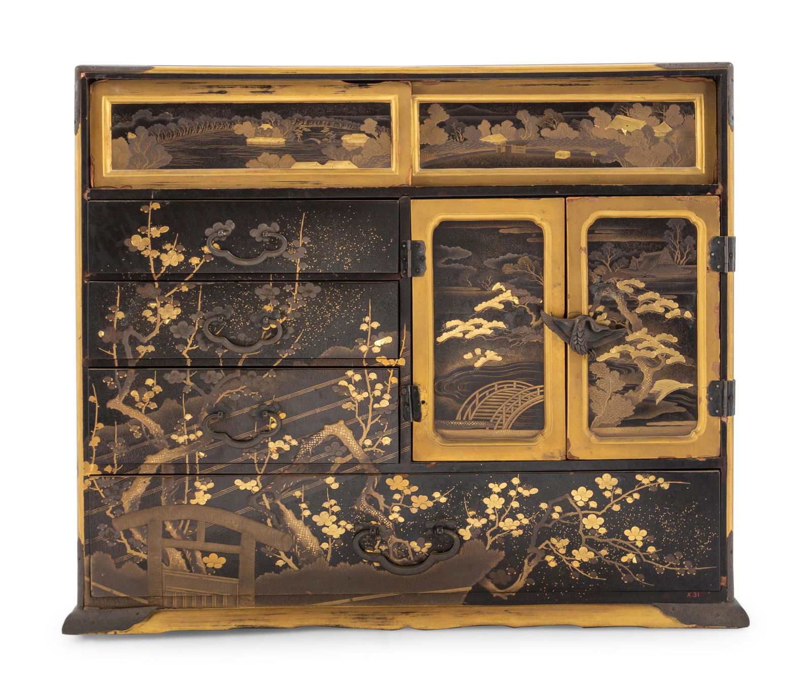 A Japanese Black and Gilt Decorated Table Cabinet, Kodanshu (1 of 6)