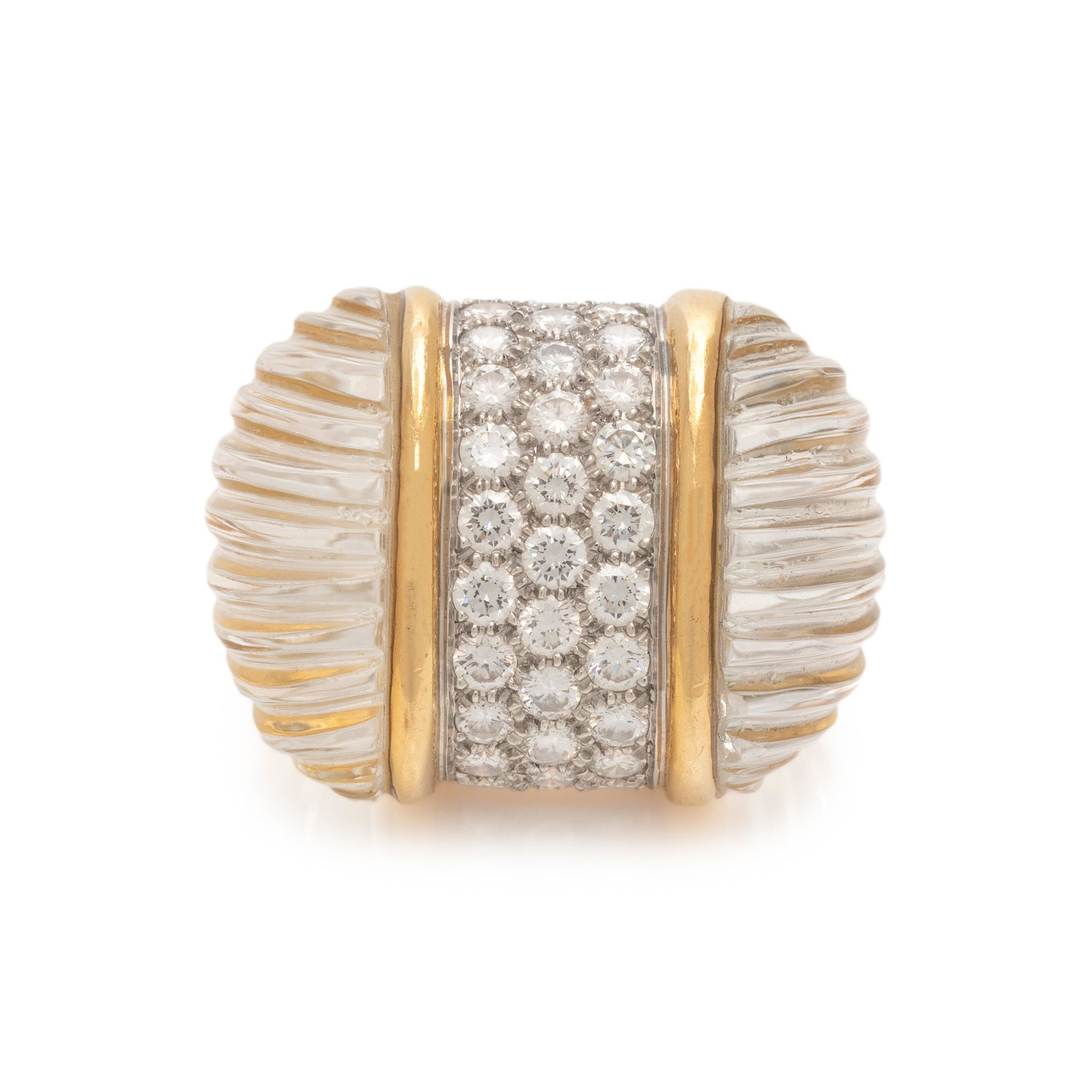 YELLOW GOLD, ROCK CRYSTAL AND DIAMOND RING (1 of 3)