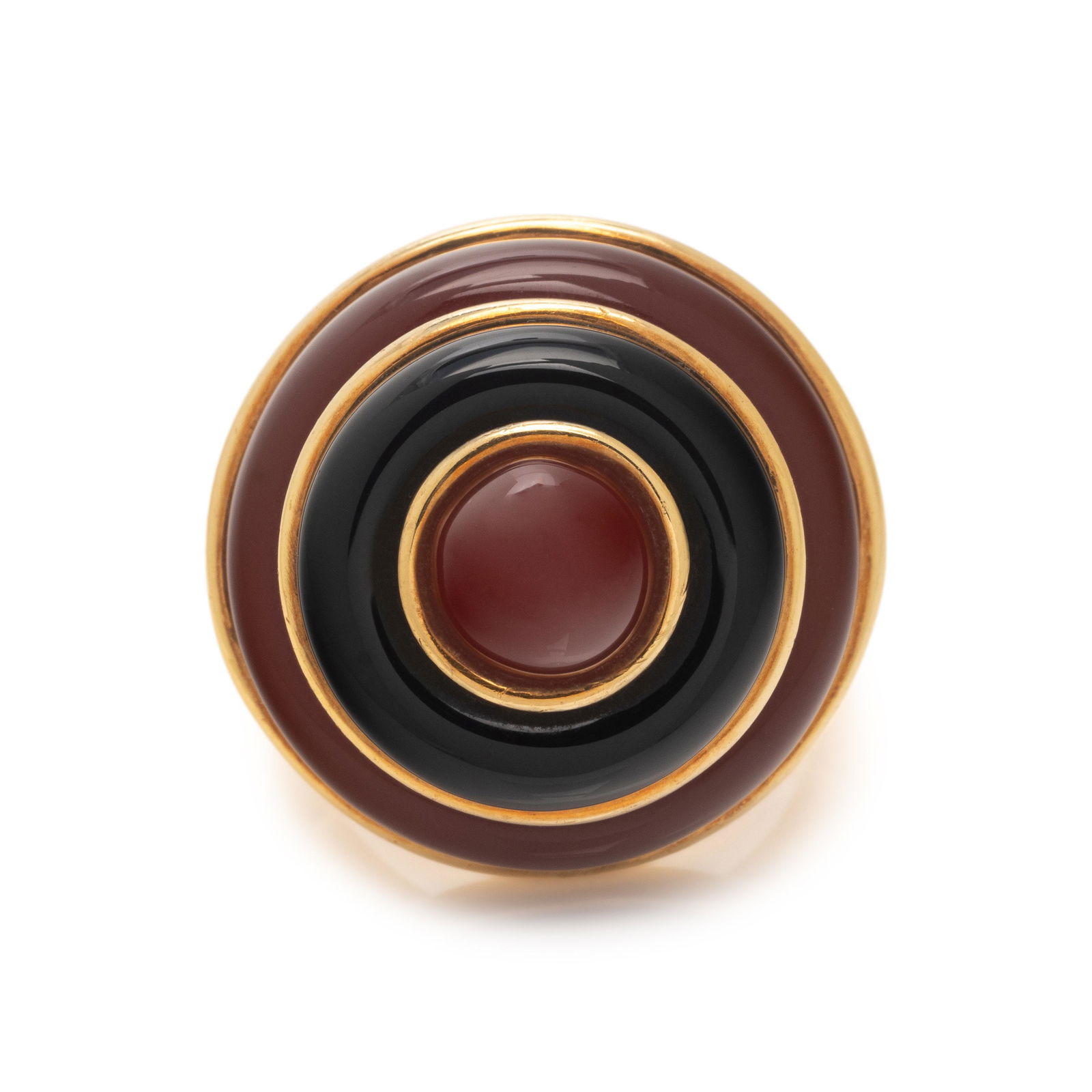 YELLOW GOLD, CARNELIAN AND ONYX RING (1 of 3)