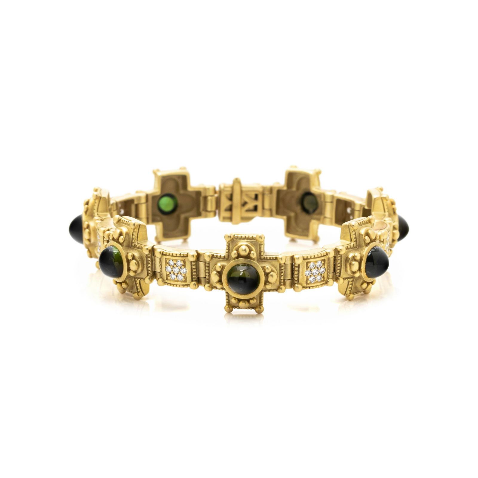 KIESELSTEIN-CORD, YELLOW GOLD, GREEN TOURMALINE AND DIAMOND BRACELET (1 of 2)