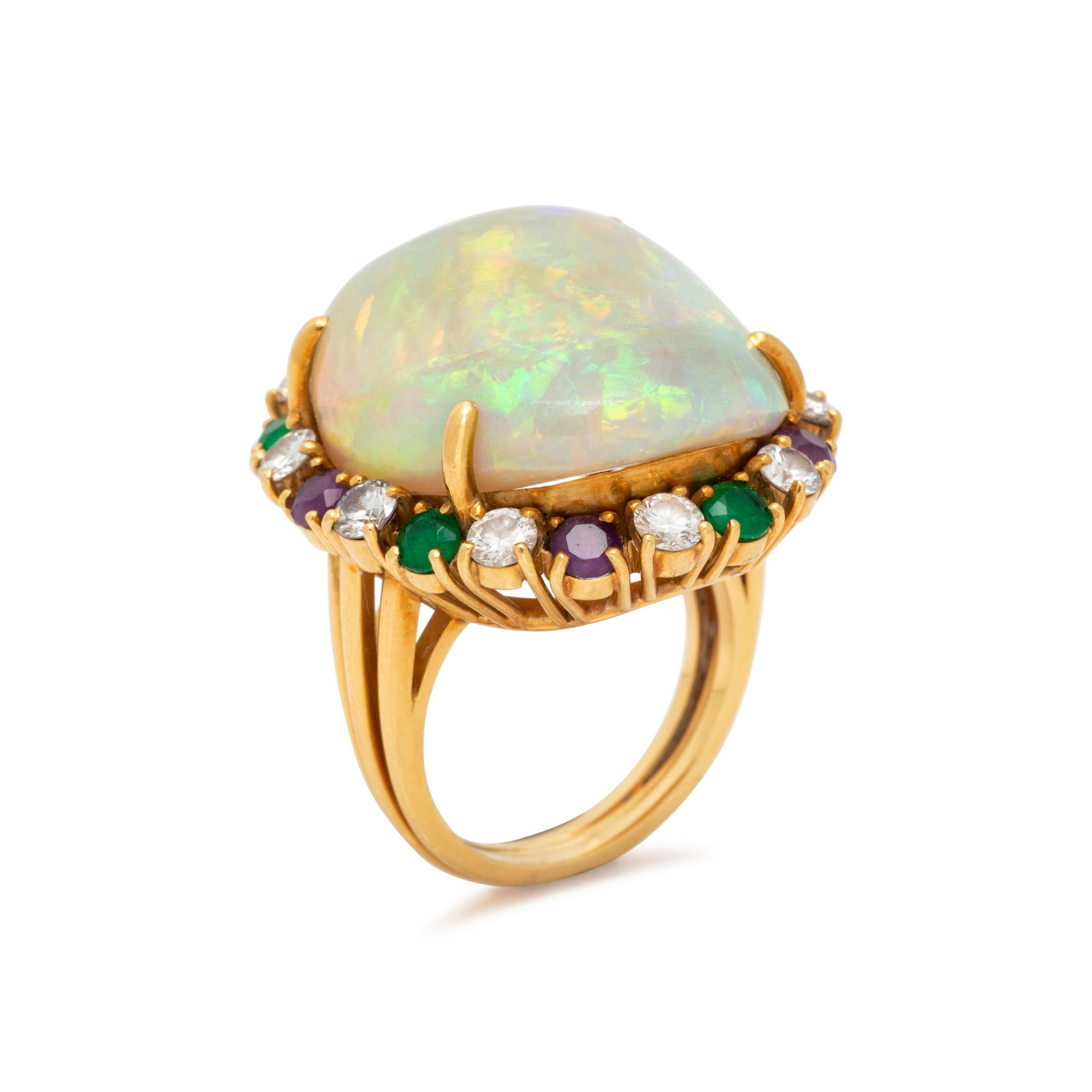 RAYMOND YARD, OPAL, DIAMOND, EMERALD AND AMETHYST RING  (1 of 7)