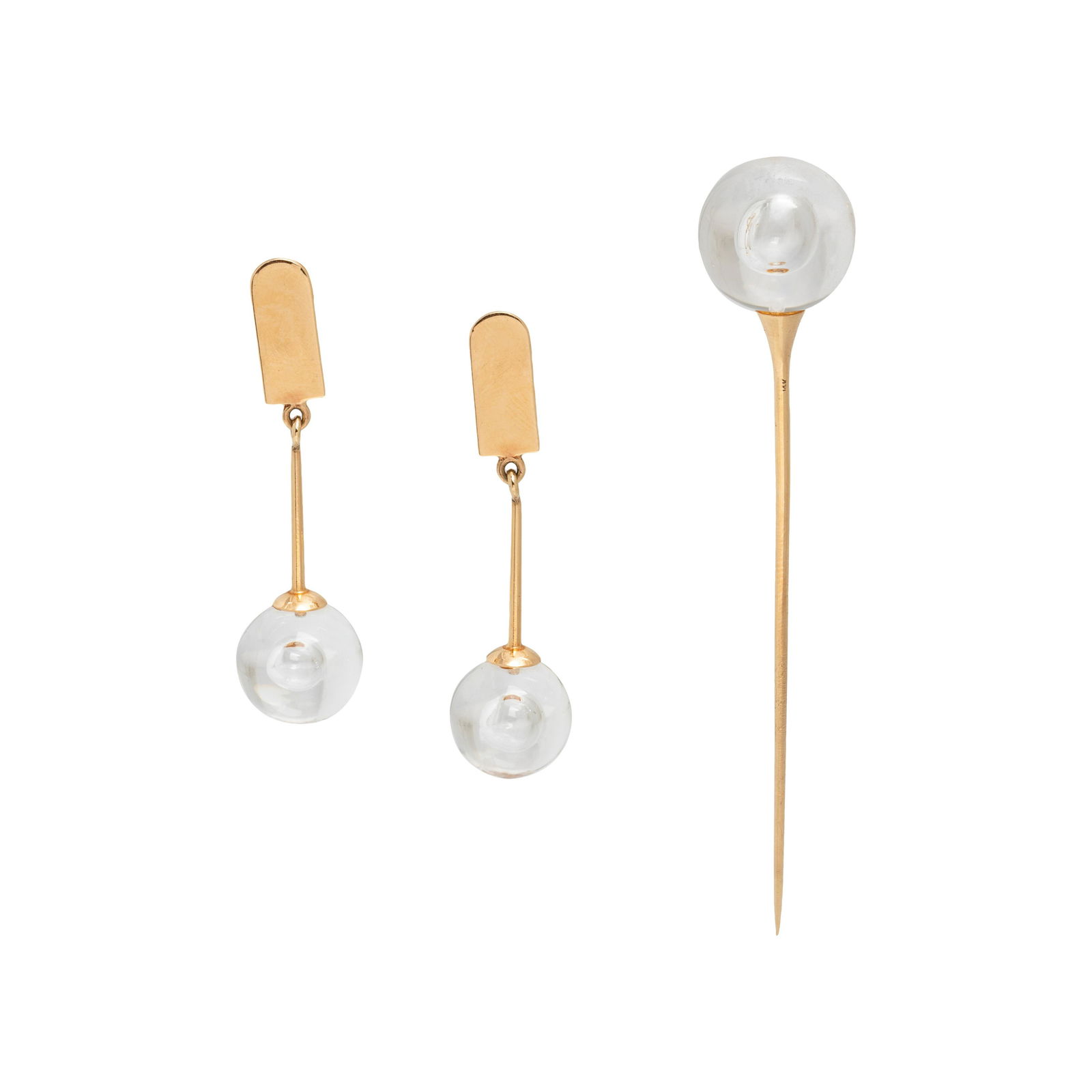 STEUBEN, YELLOW GOLD AND GLASS SET (1 of 2)