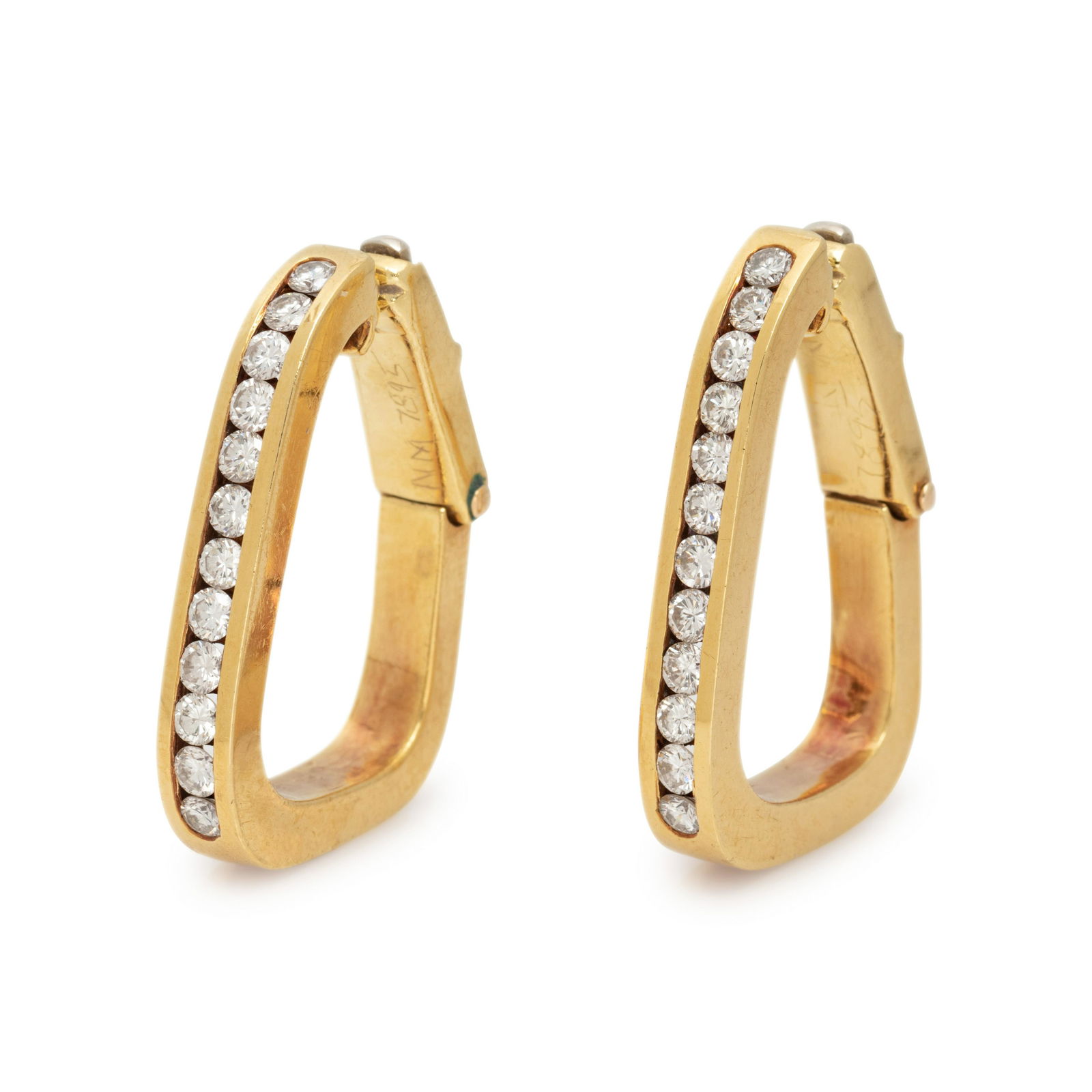 YELLOW GOLD AND DIAMOND HOOP EARCLIPS (1 of 2)