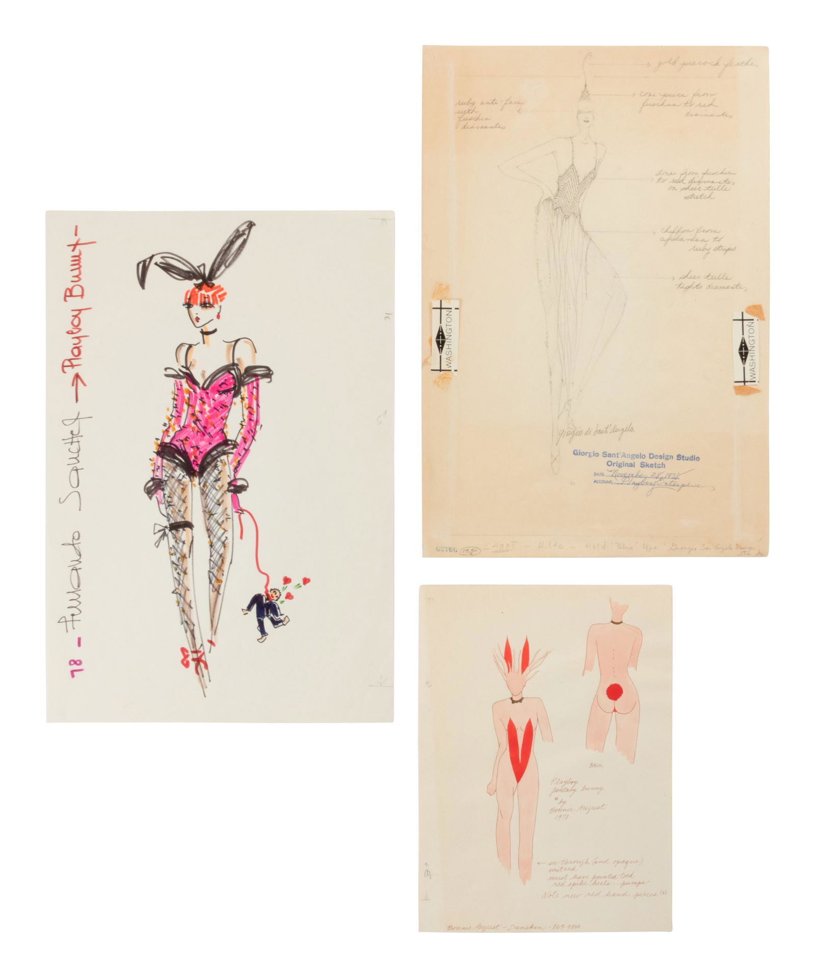 Three Playboy Illustrations by Fernando Sanchez, Giorgio di Sant' Angelo, Bonnie August, c.1978: Three Playboy Illustrations by Fernando Sanchez, Giorgio di Sant' Angelo, Bonnie August, c.1978 This lot contains three illustrations for Playboy. THE FIRST Fernando Sanchez illustration of a w