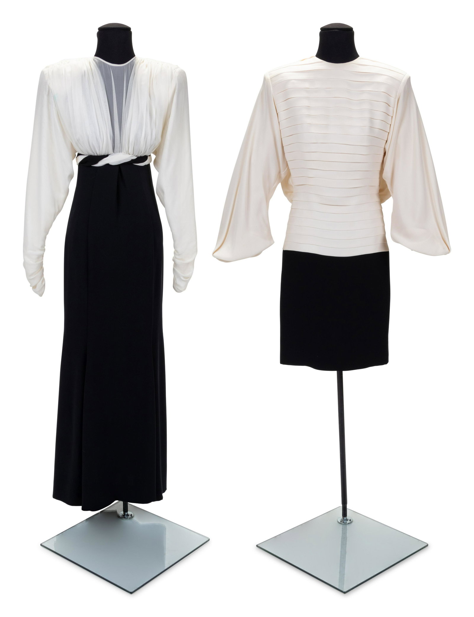 Two Galanos Dresses, 1985-80s : Two Galanos Dresses, 1985-80s This lot contains two dresses by James Galanos. James Galanos (1924-2016) was the only son of Greek born parents. In 1944, he became a general assista