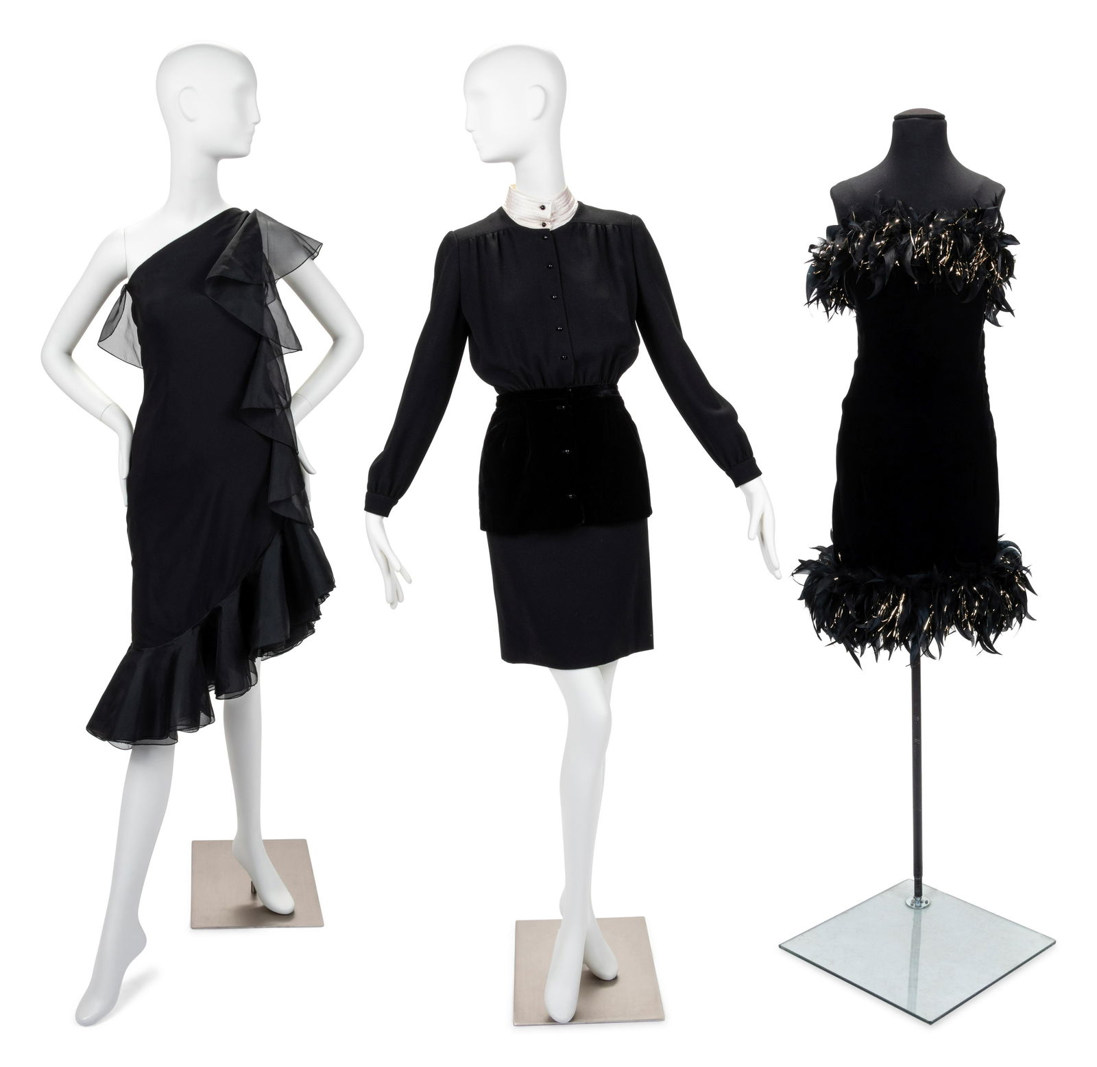 Three Designer Dresses: Valentino, Adele Simpson, Yves Saint Laurent, 1980-90s (1 of 6)